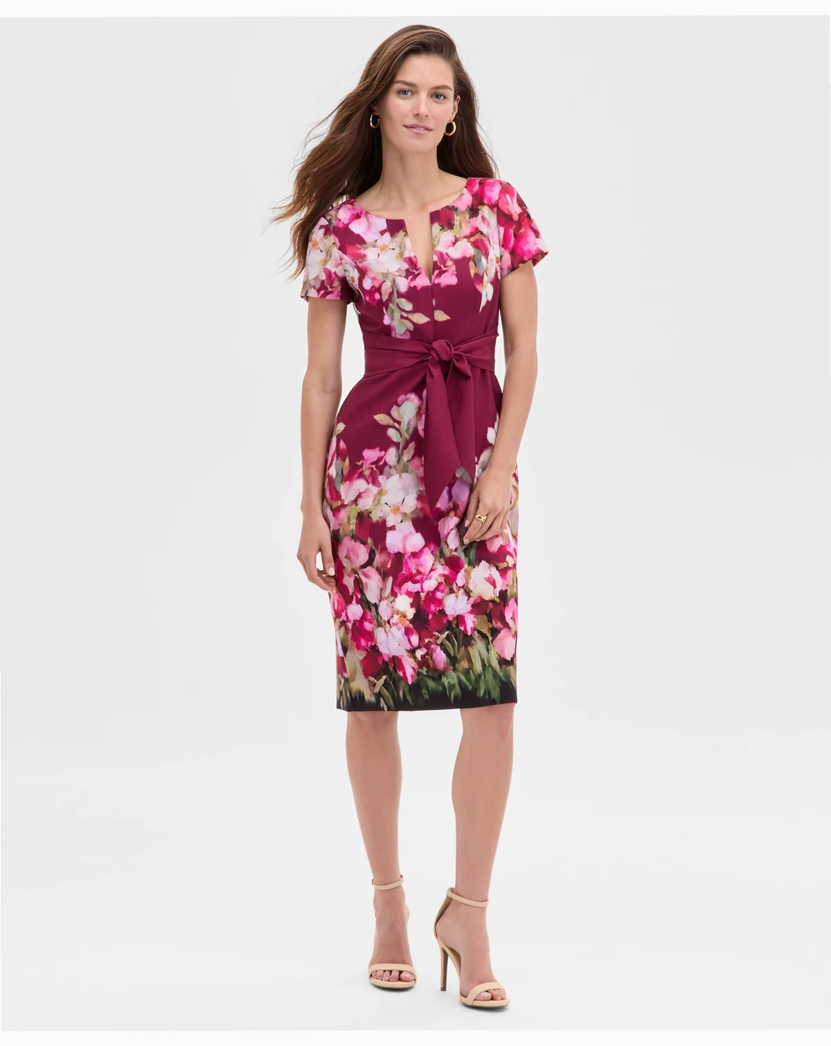 Women's Floral-Print Tie-Front Sheath Dress