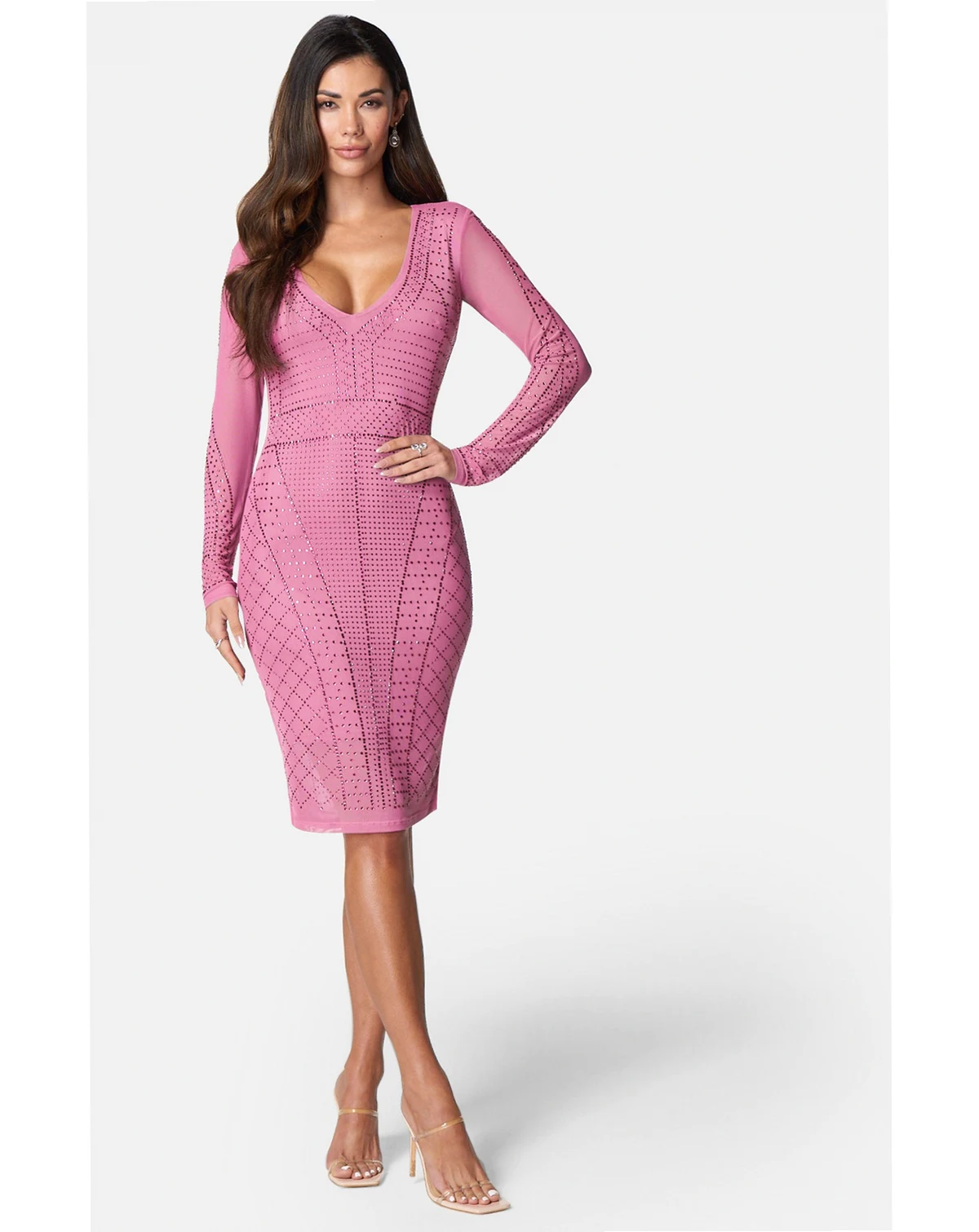 Women's Crystal Mesh Midi Dress