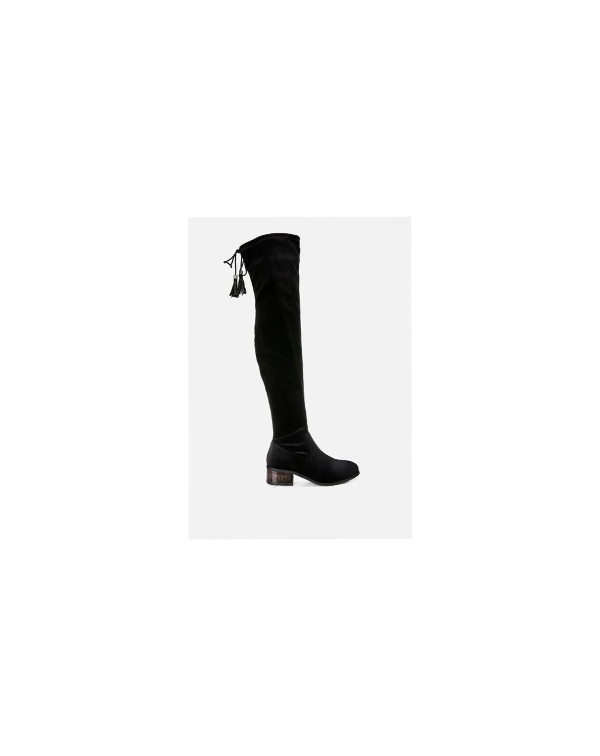 Womens Rumple Velvet Over The Knee Clear Heel Boots