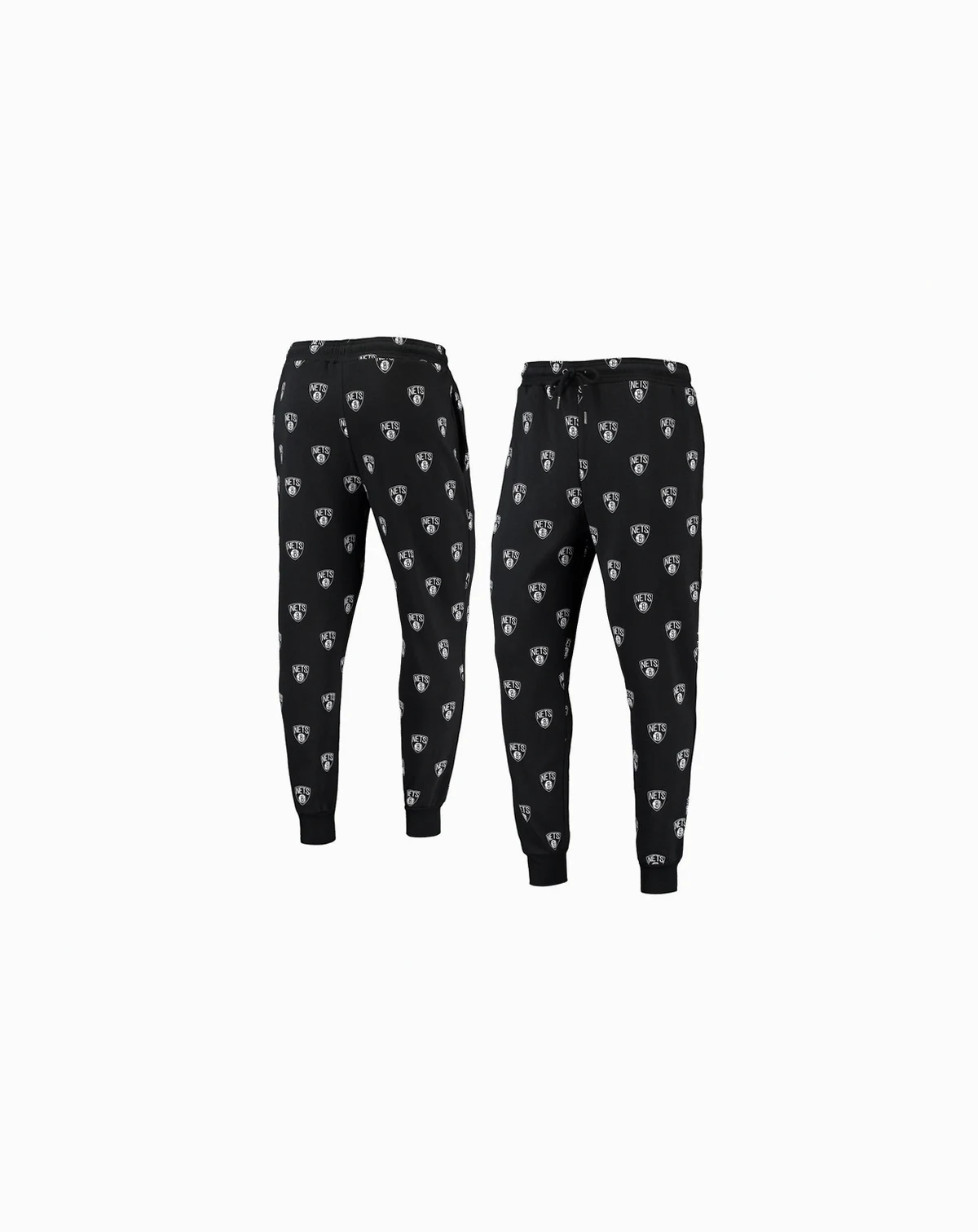 Men's Black Brooklyn Nets Allover Logo Jogger Pants