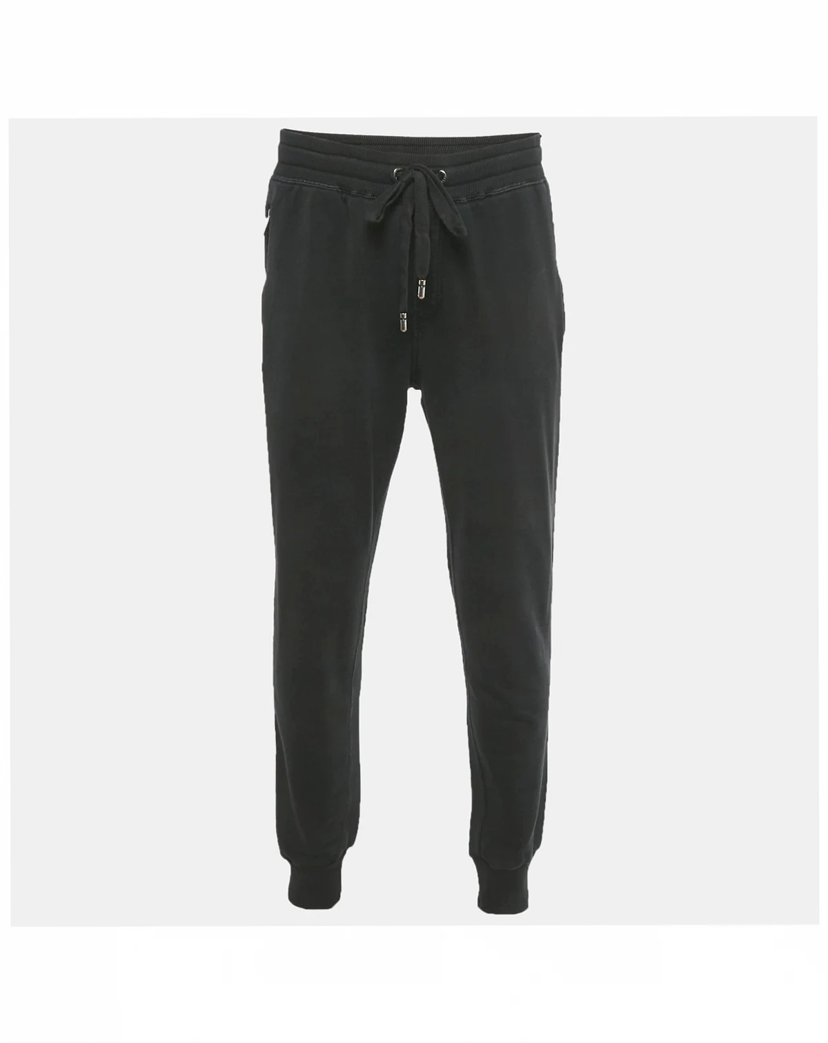 Men's Black Cotton Logo Plaque Detail Joggers