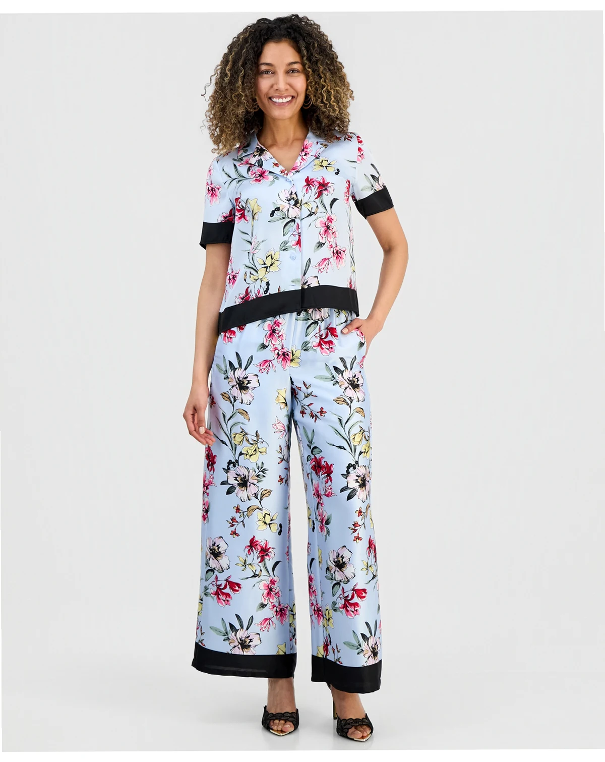 Petite Twill Border-Hem Pants, Macy's Exclusive