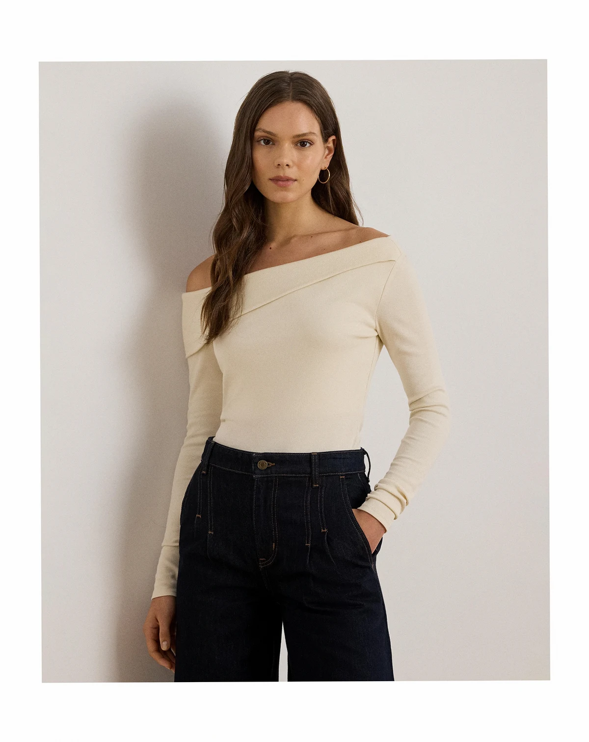 Women's Ribbed Asymmetrical Off-The-Shoulder Top