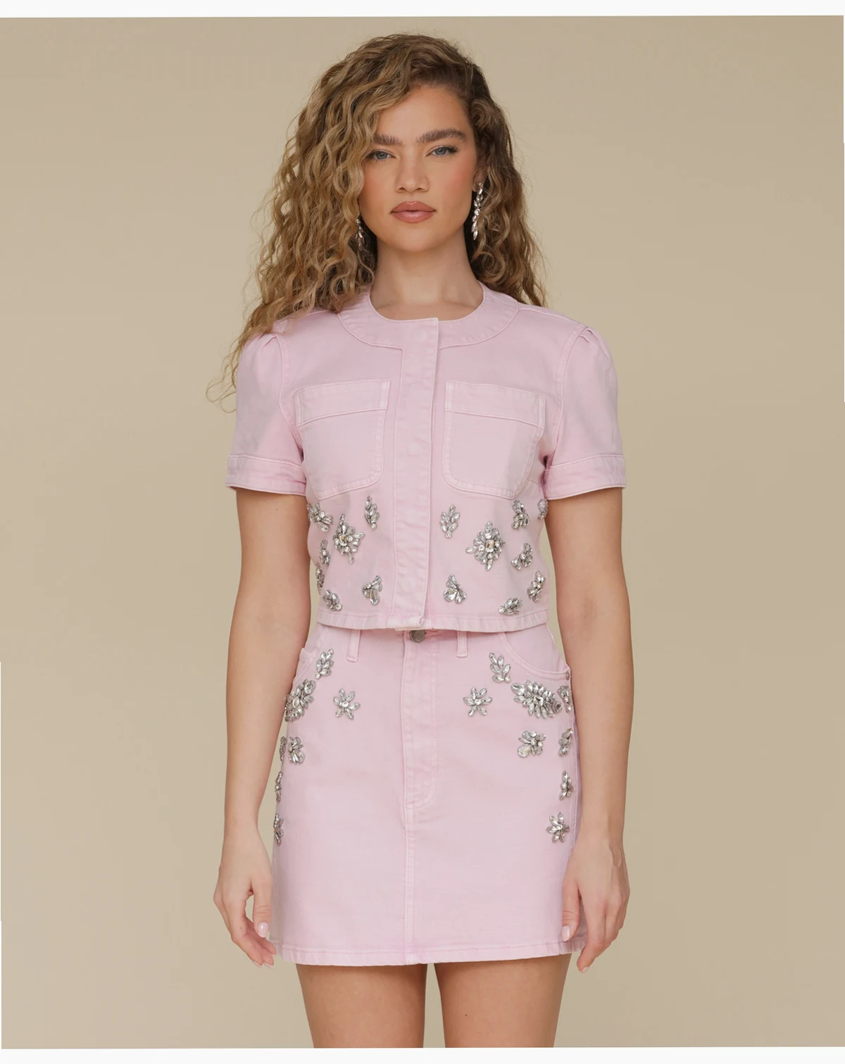 Women's Rhinestone-Trim Cropped Top