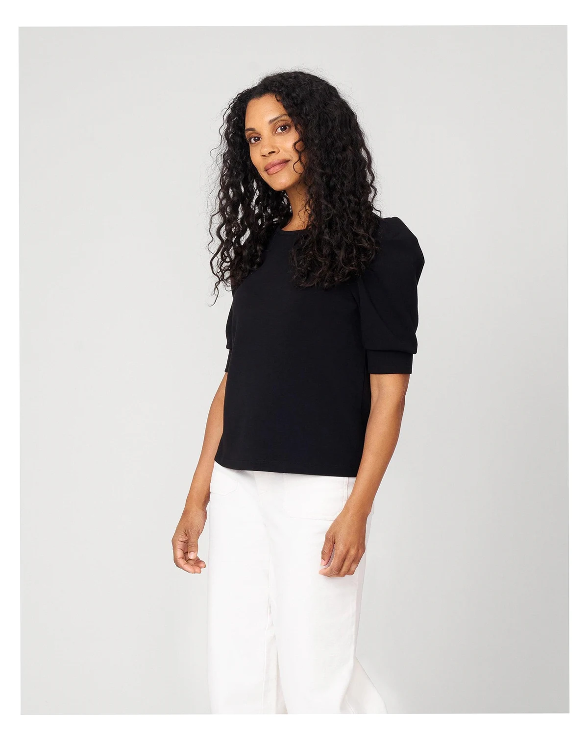Women's Puff Sleeve Crewneck Top