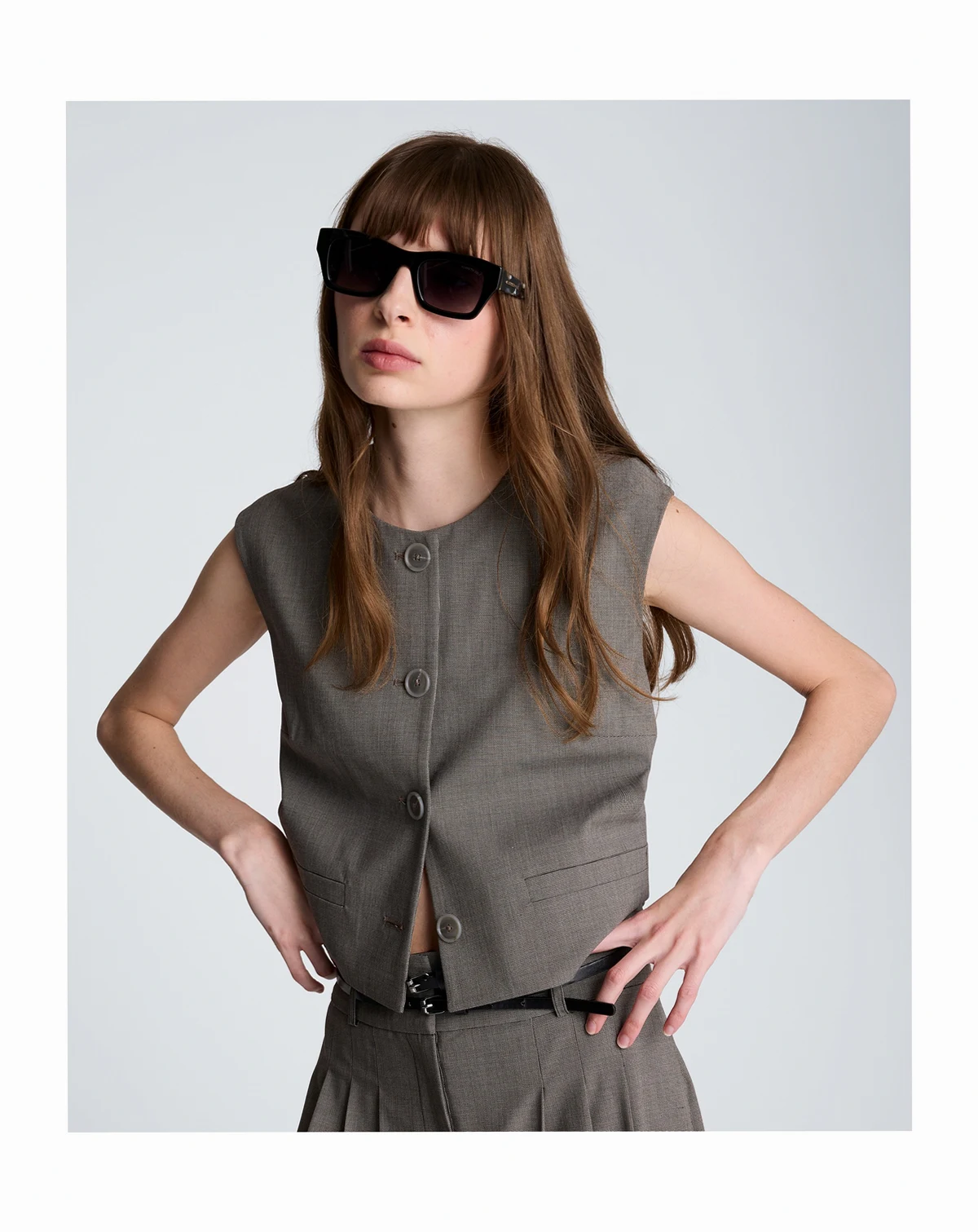 Women's Cropped Four Button Vest