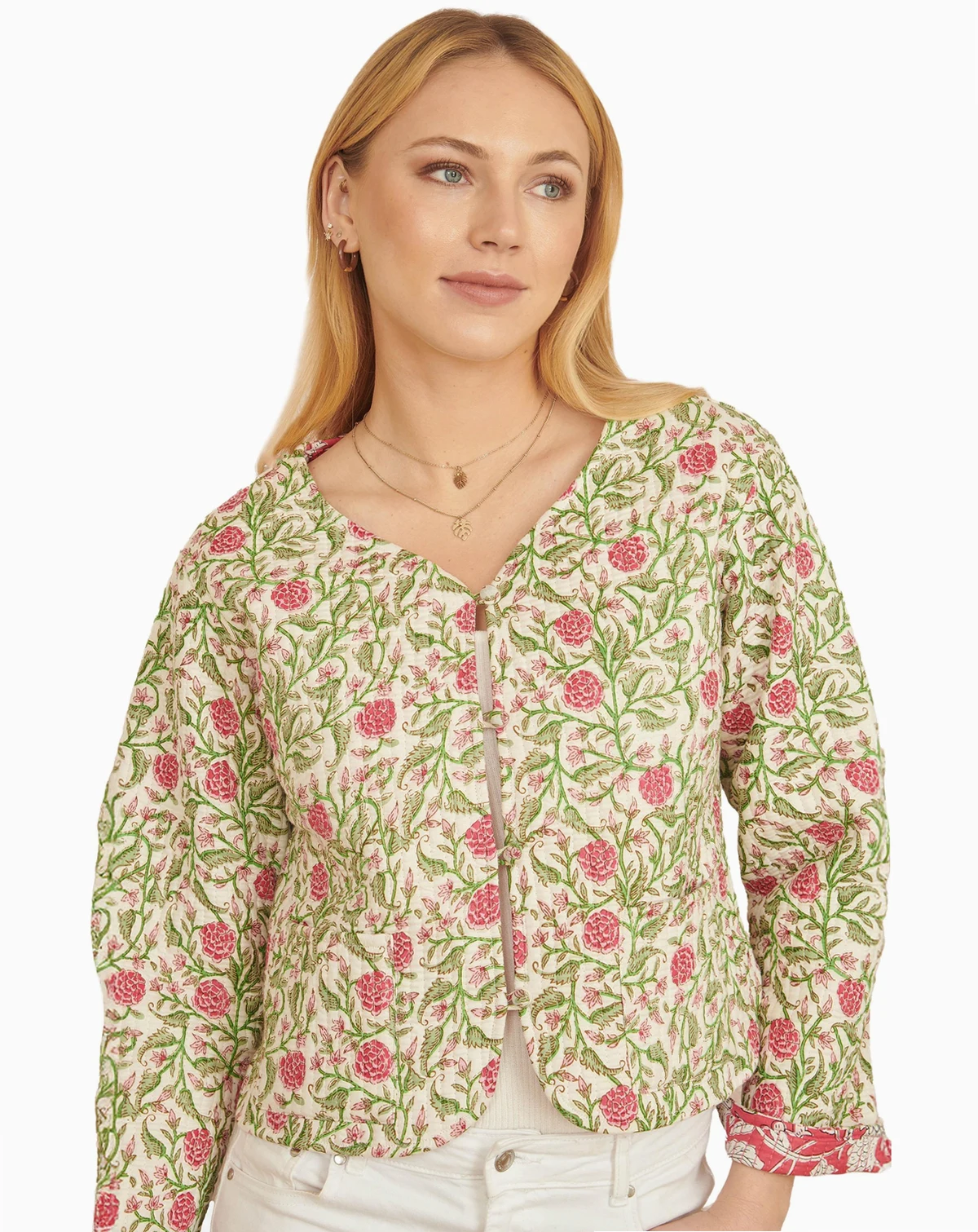 Women's Floral Reversible Cotton Quilted Jacket