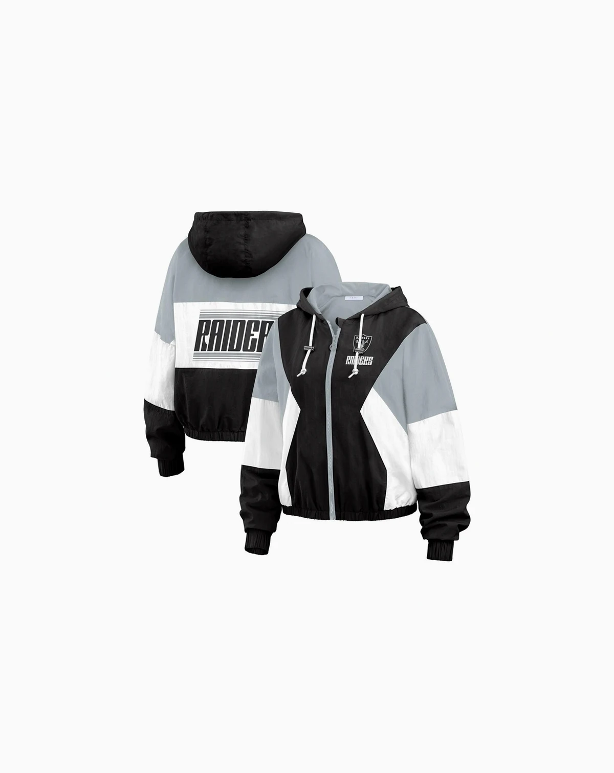 Women's Black/Gray Las Vegas Raiders Color Block Full-Zip Windbreaker Jacket