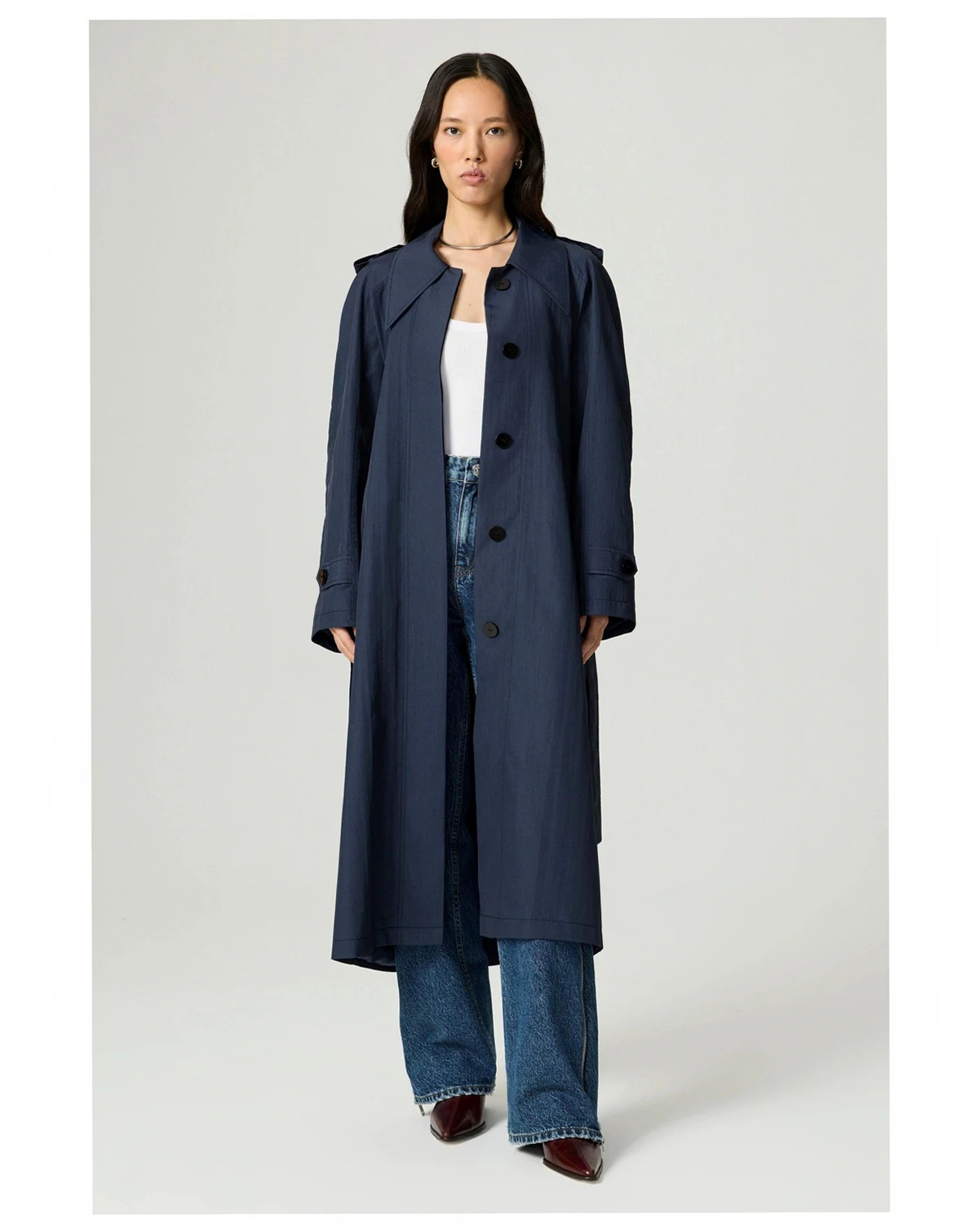 Women's Single-Breasted Cotton Trench Coat