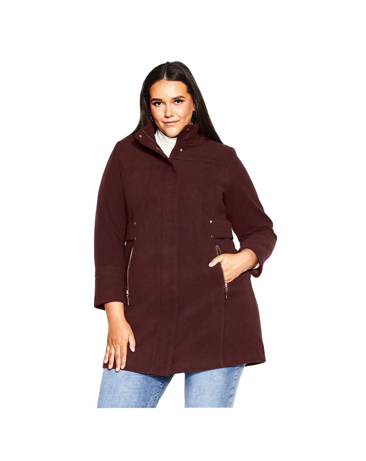 Women's Faux Wool Plain Coat