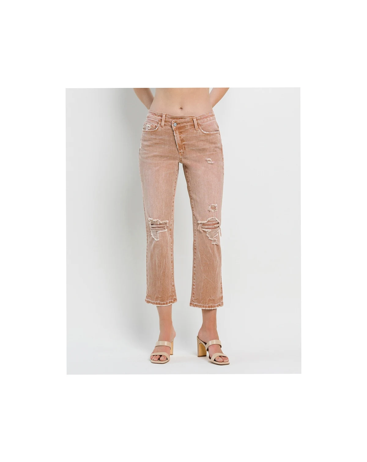 Women's High Rise Crossover Straight Jeans