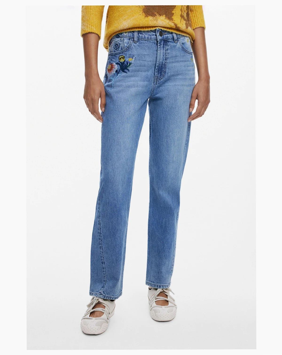 Women's Embroidered flower jeans