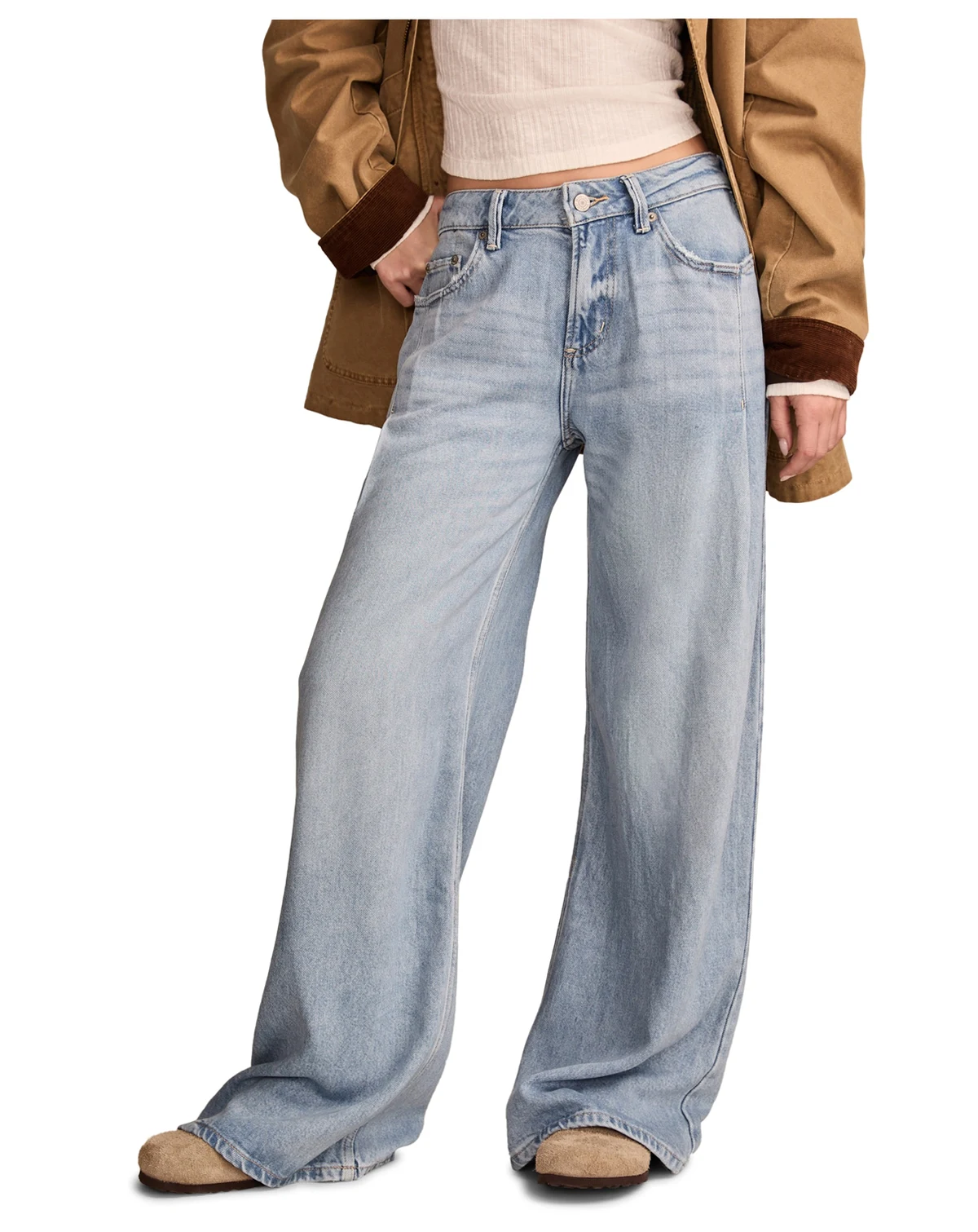Women's Wide-Leg Pleated Liquid Denim Luxe Palazzo Jeans