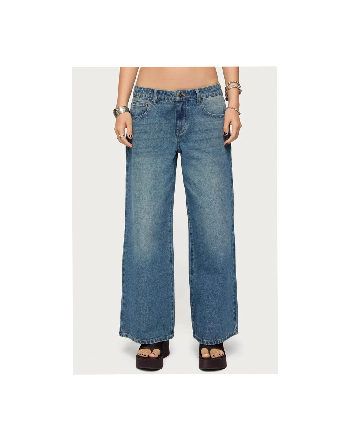 Womens Vyxen Vintage Washed Low Rise Jeans