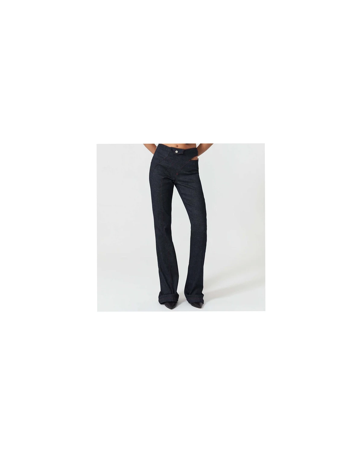 Women's Davidson Wide Leg Denim Jean - Unique Cut-Out Style