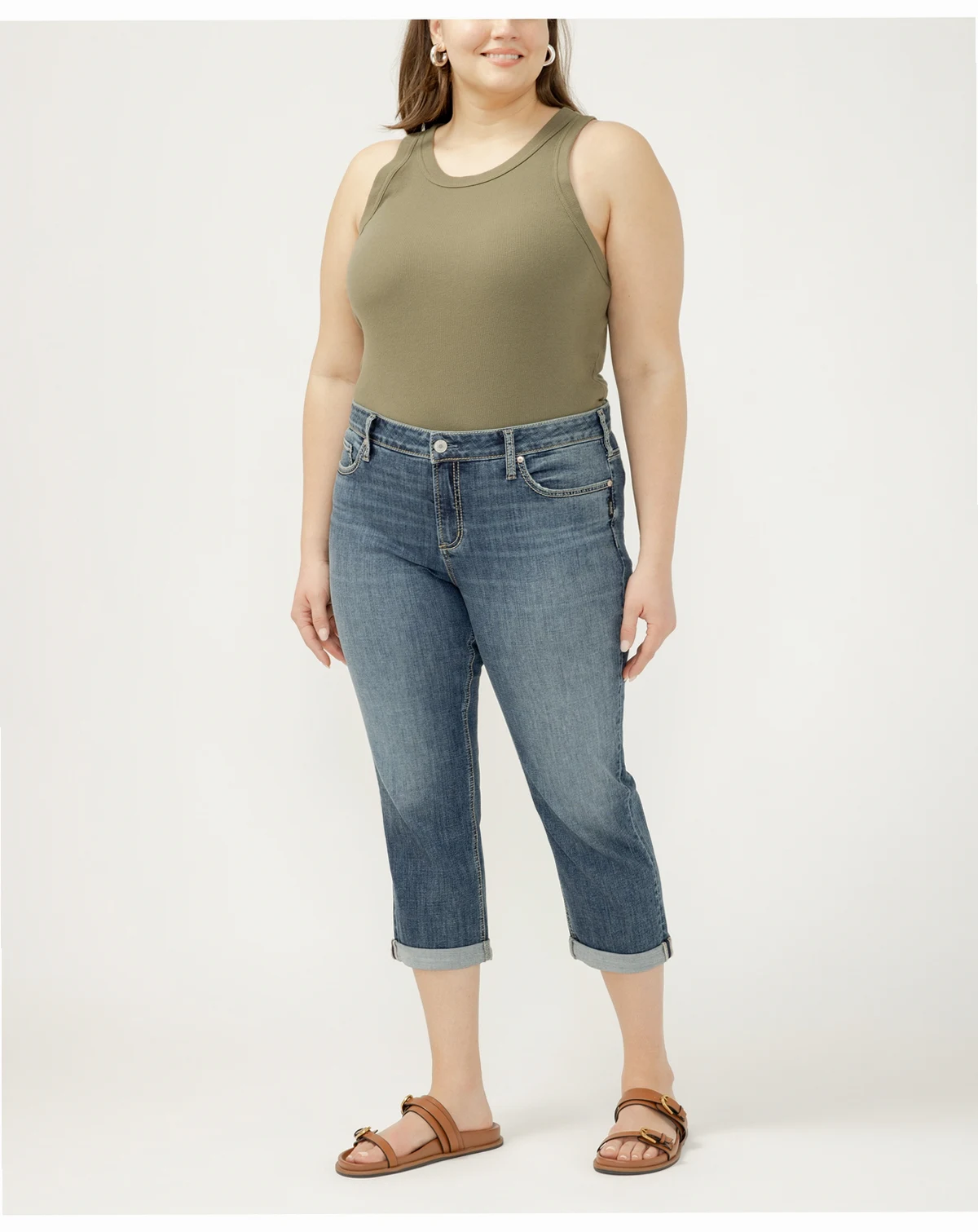 Plus Size Elyse Mid-Rise Comfort Fit Capri Jeans