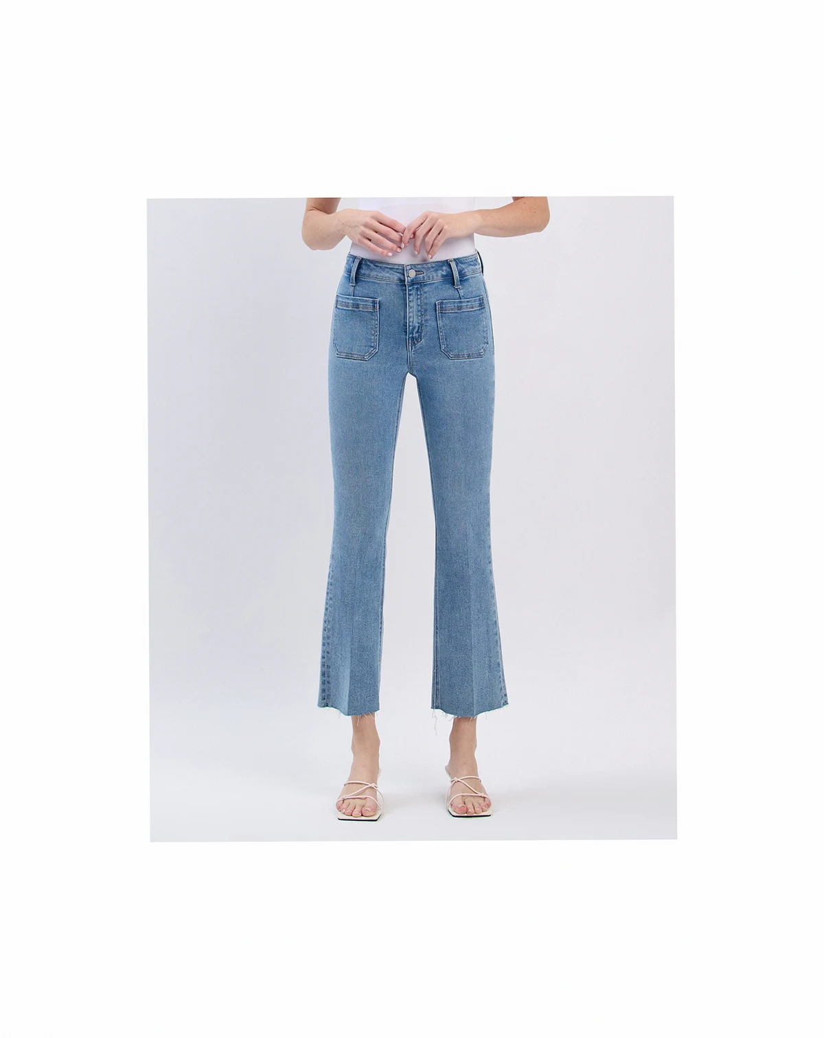 Women's High Rise Crop Flare Jeans