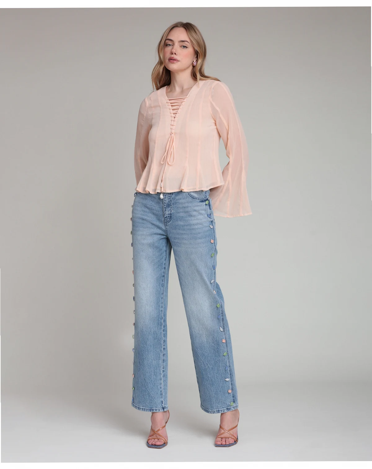 Women's Mid-Rise Stone Embellished Jeans