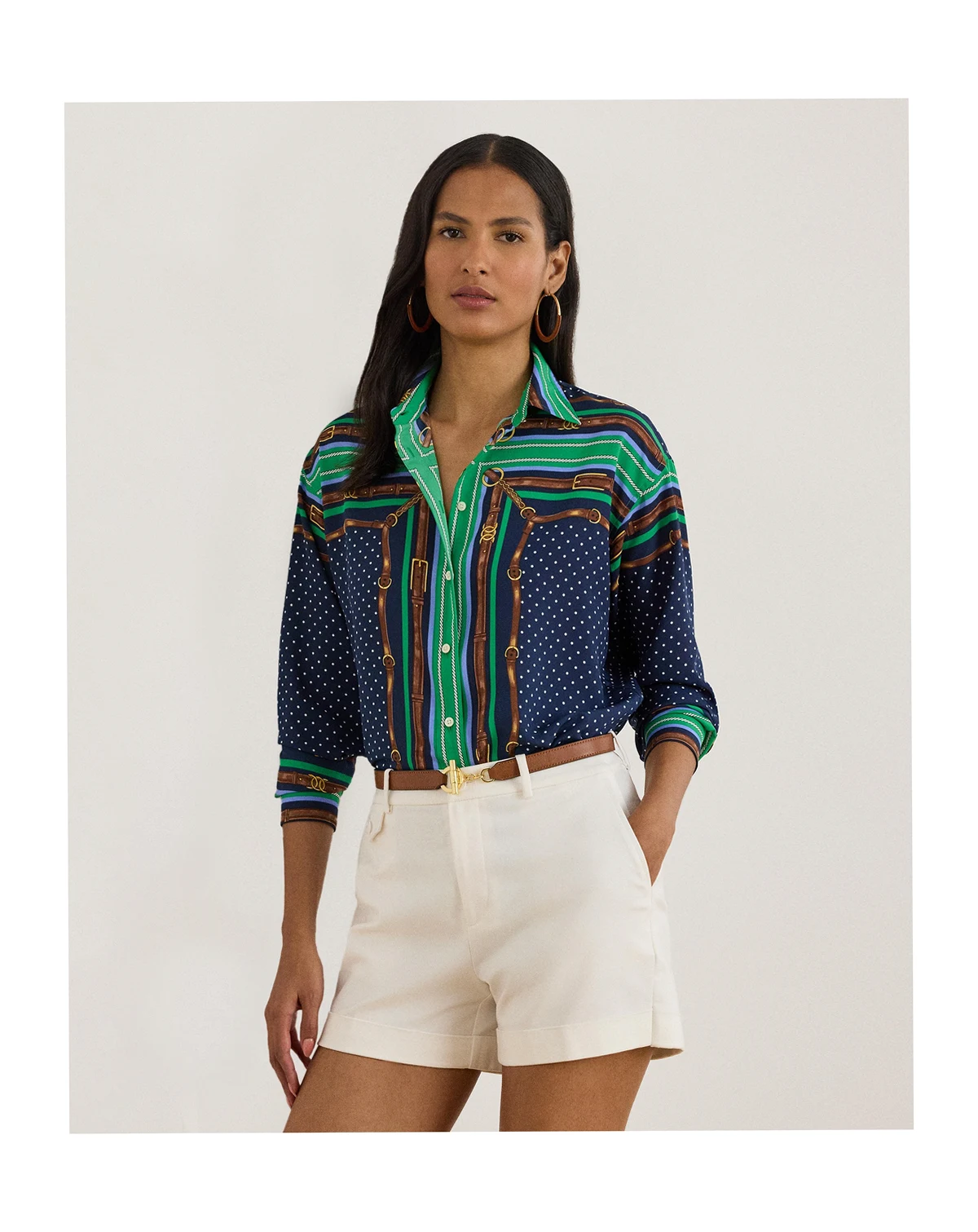 Women's Relaxed Fit Belting and Polka-Dot Shirt