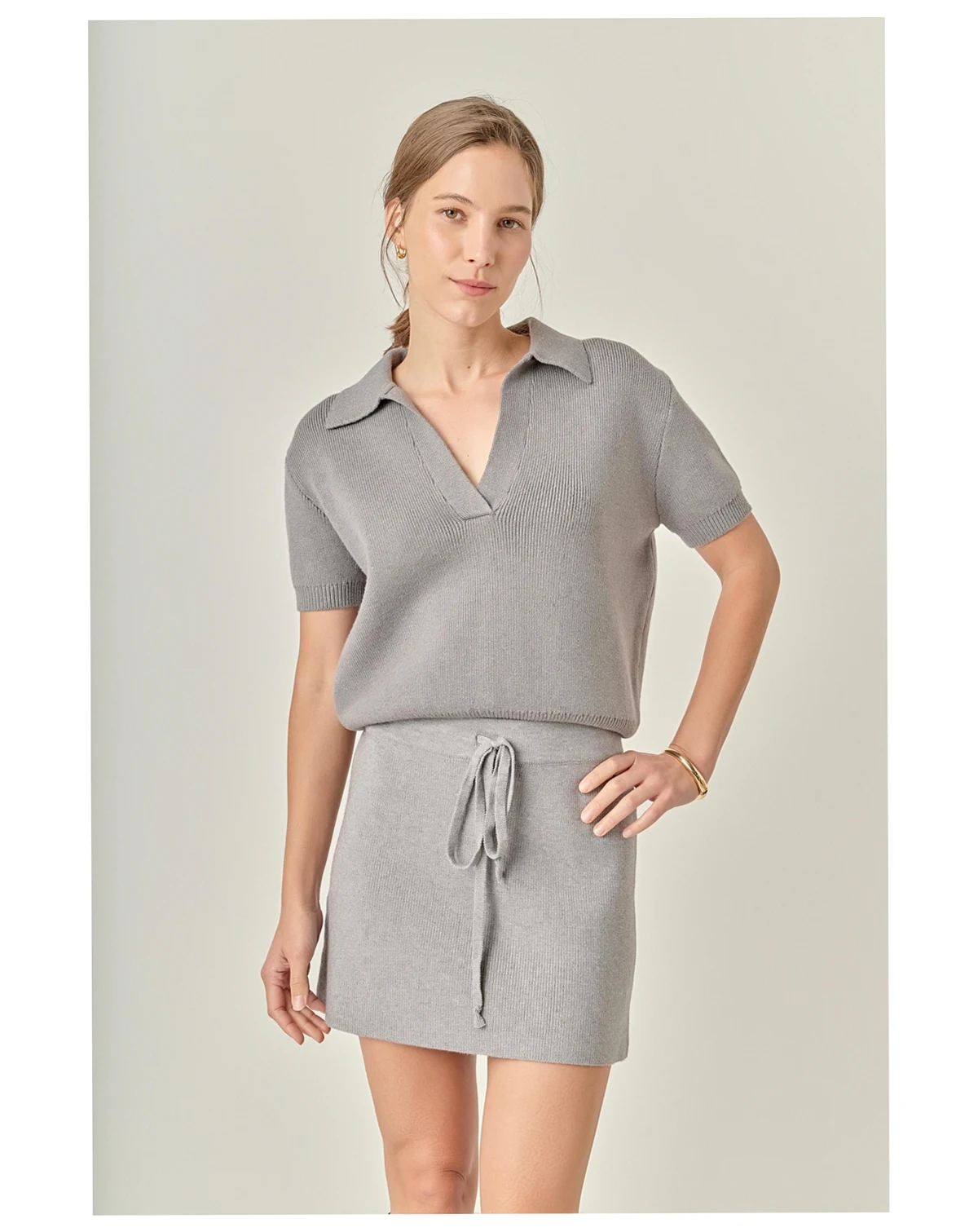 Women's Polo Knit Short Seeves Top