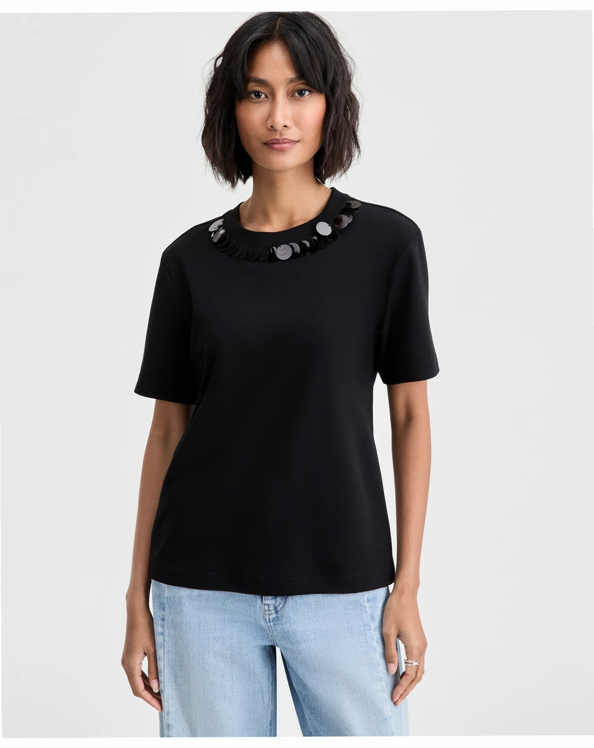 Women's Paillette Embellished T-Shirt, Macy's Exclusive
