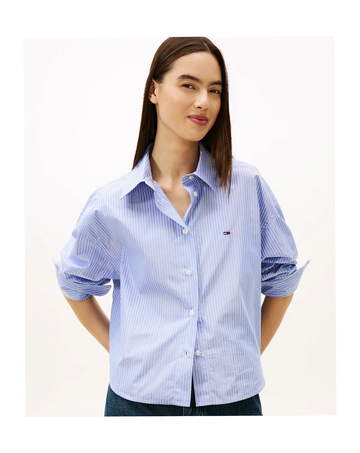 Women's Cropped Oversized Party Collared Shirt