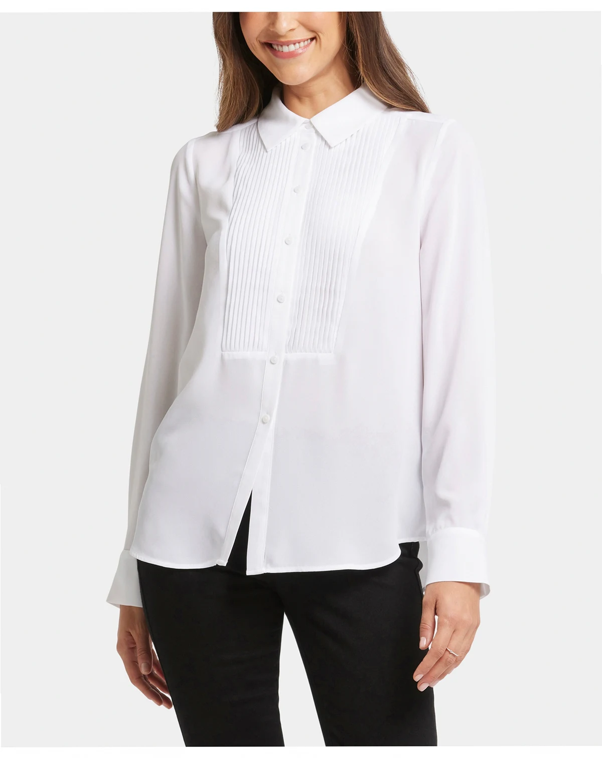 Women's Tuxedo Long Sleeve Collared Top