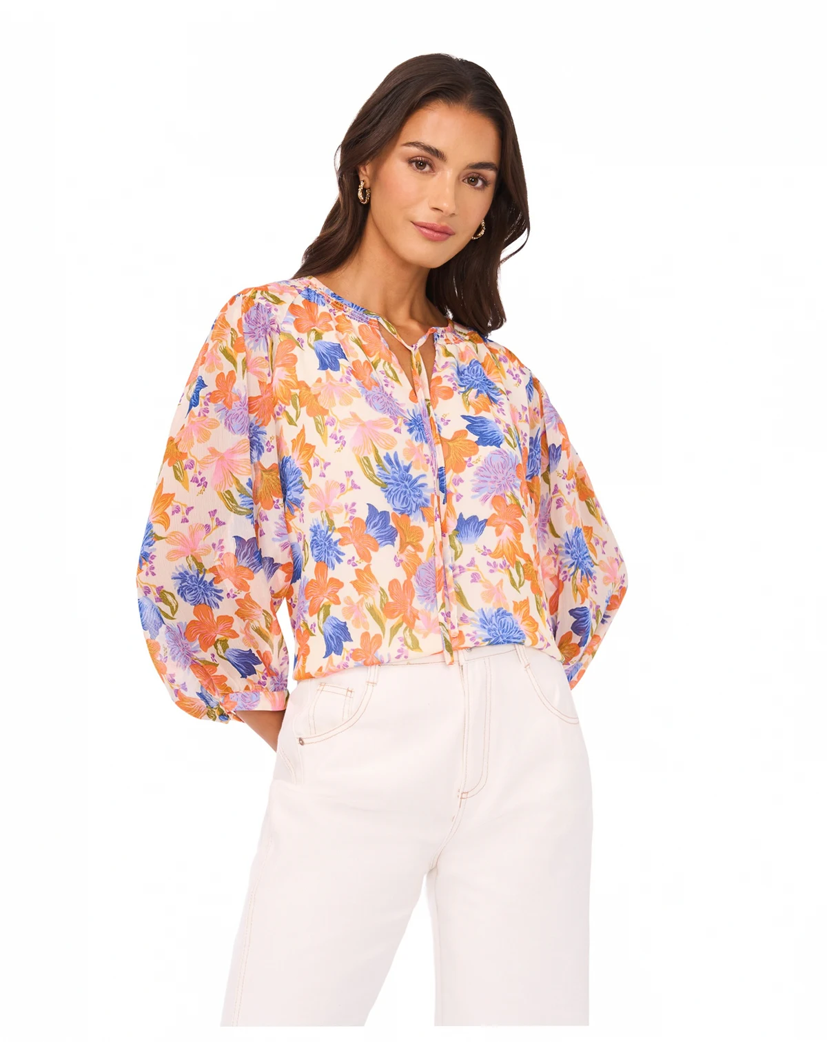 Women's Ruffle Tie-Neck Blouse