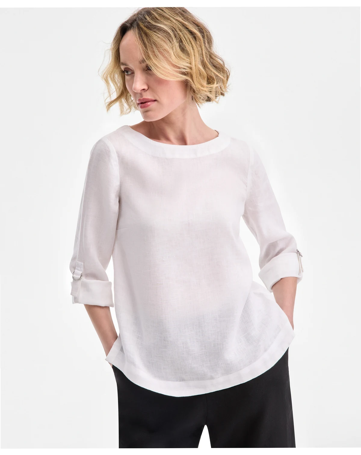 Women's 100% Linen D-Ring Top, Created for Macy's