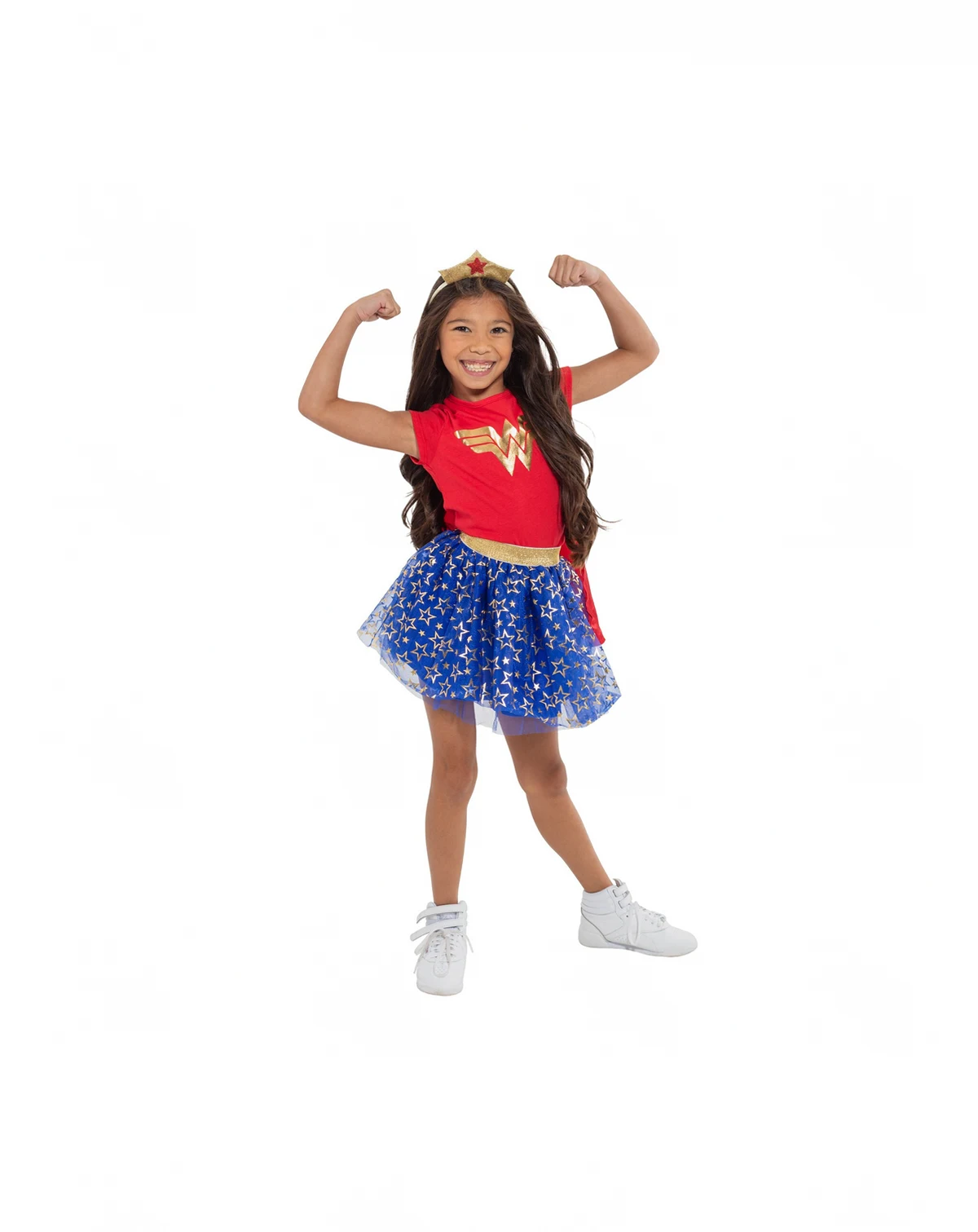 DC Comics Wonder Woman Costume T-Shirt Tulle Skirt Headband and Cape 4 Piece Set