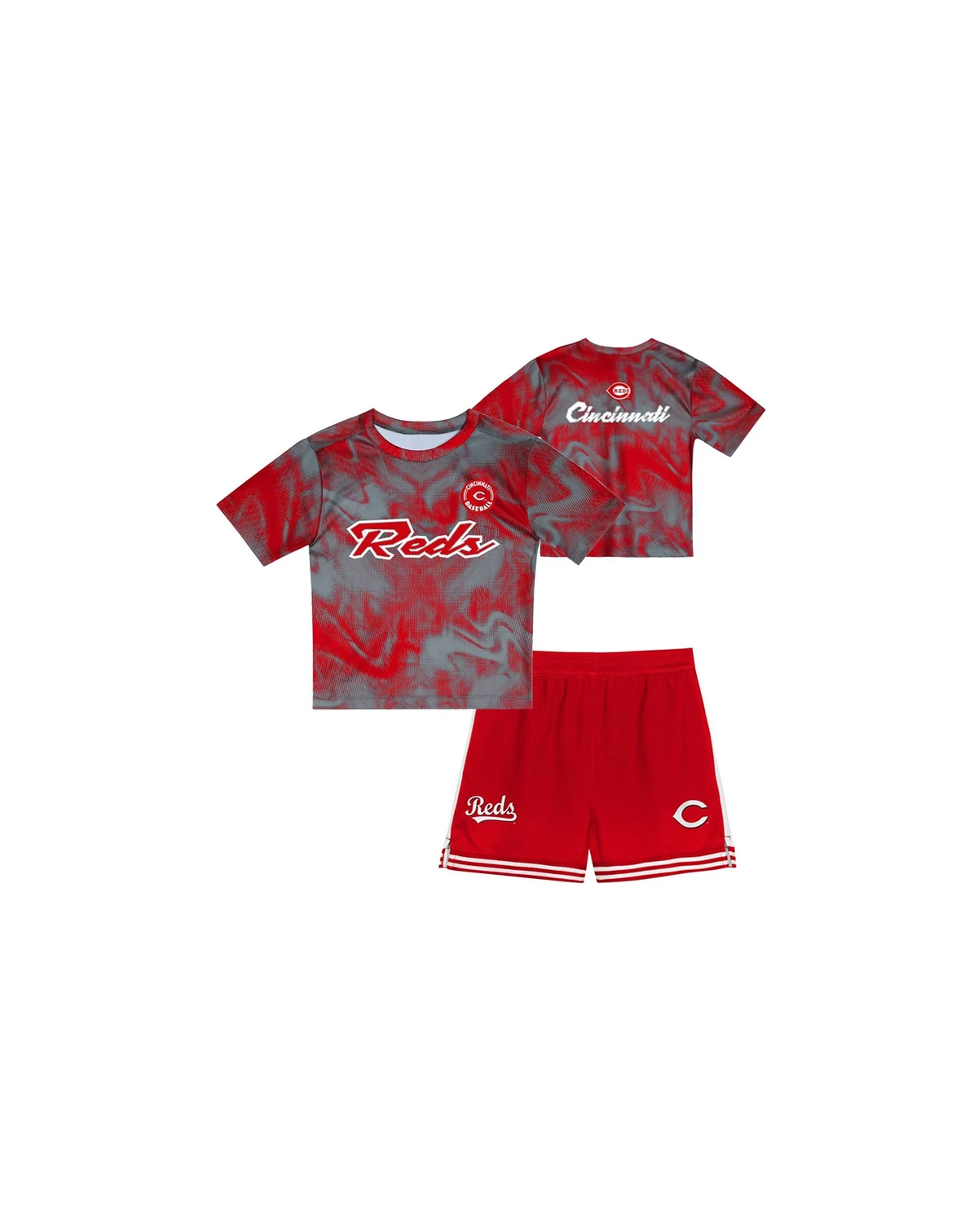 Toddler Gray/Red Cincinnati Reds Pinch Hitter Infielder T-Shirt and Shorts Set