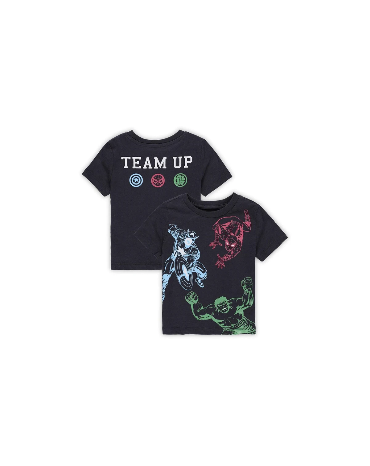 Toddler Boys and Girls Black Marvel Team Up T-shirt