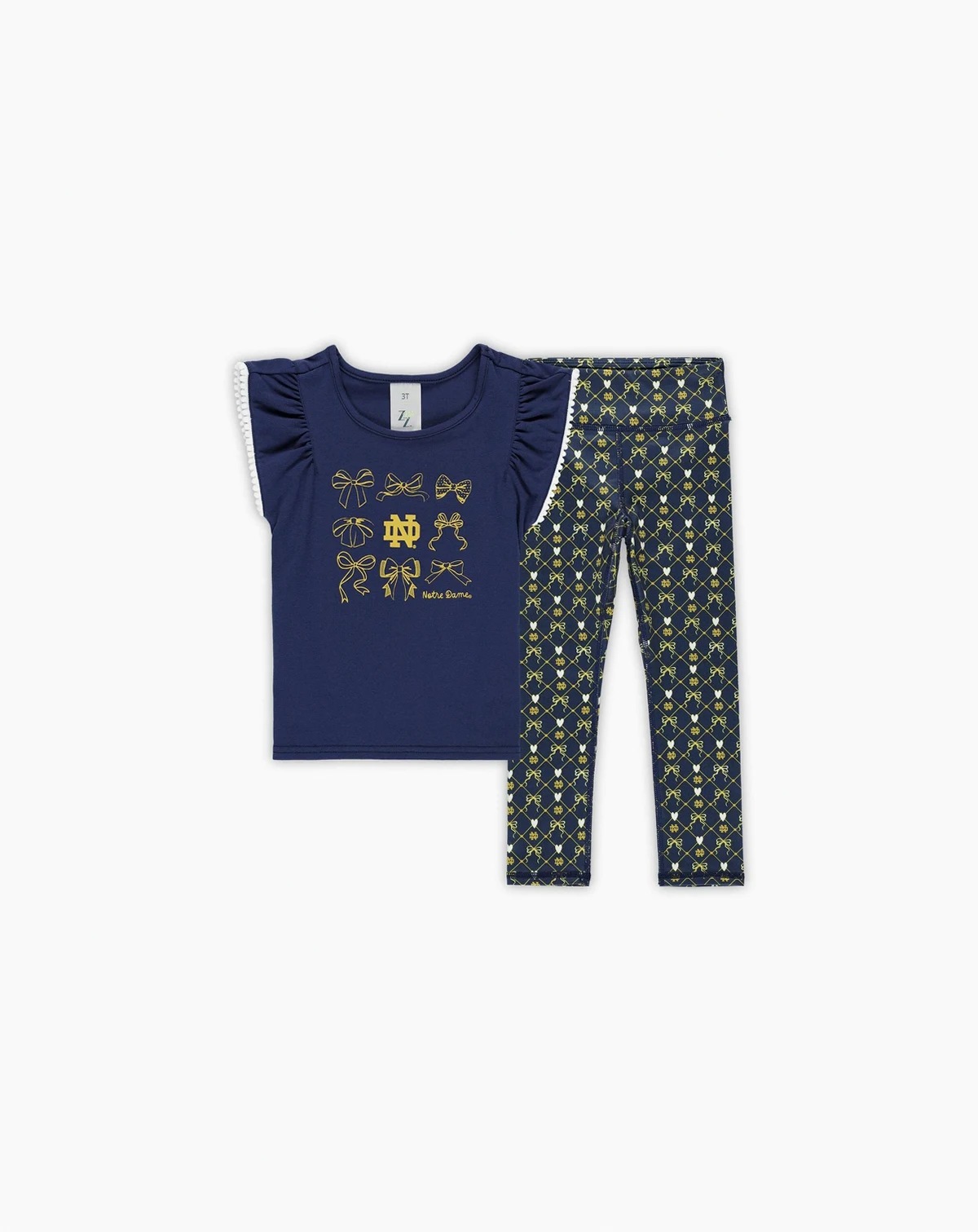 Girls Toddler 2-Piece Navy Notre Dame Fighting Irish Tri-Blend Bow Legging and Shirt Set