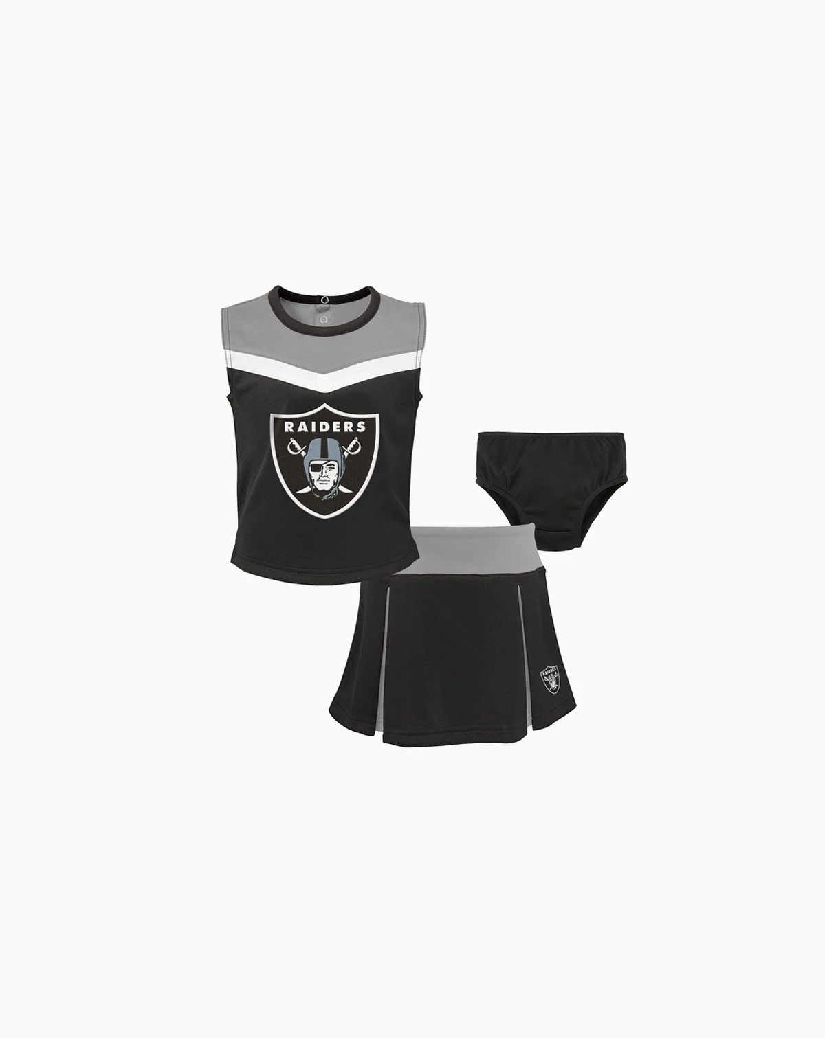 Girls Toddler Black Las Vegas Raiders Spirit Cheer Two-Piece Cheerleader Set with Bloomers