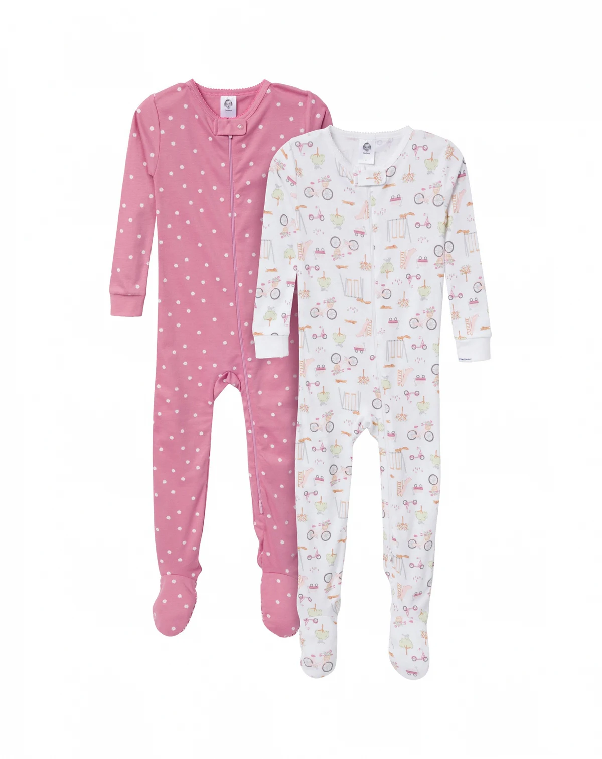 Baby Girls Baby Snug Fit Footed Pajamas, 2-Pack, Dogs