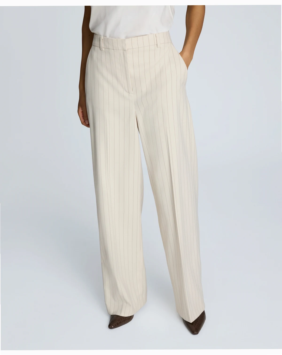 Women's Pinstripe High Rise Wide Leg Trouser