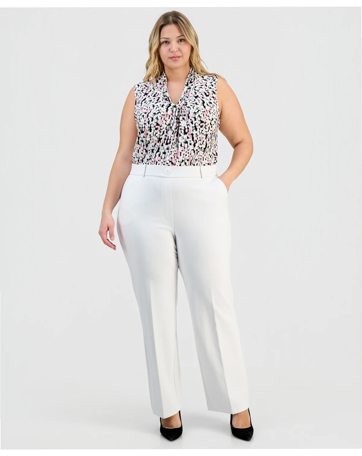 Plus Size Pull-On Straight-Leg Pants