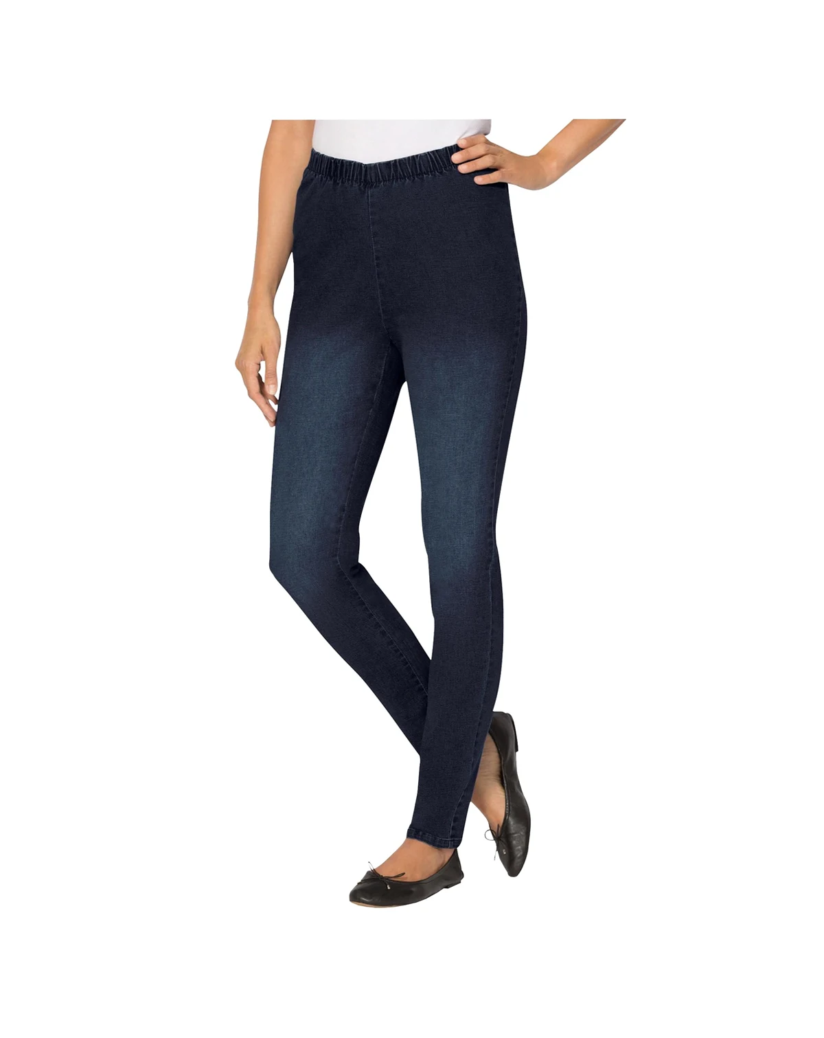 Women's Within Pull-On Elastic-Waist Stretch Fineline Denim Jeans
