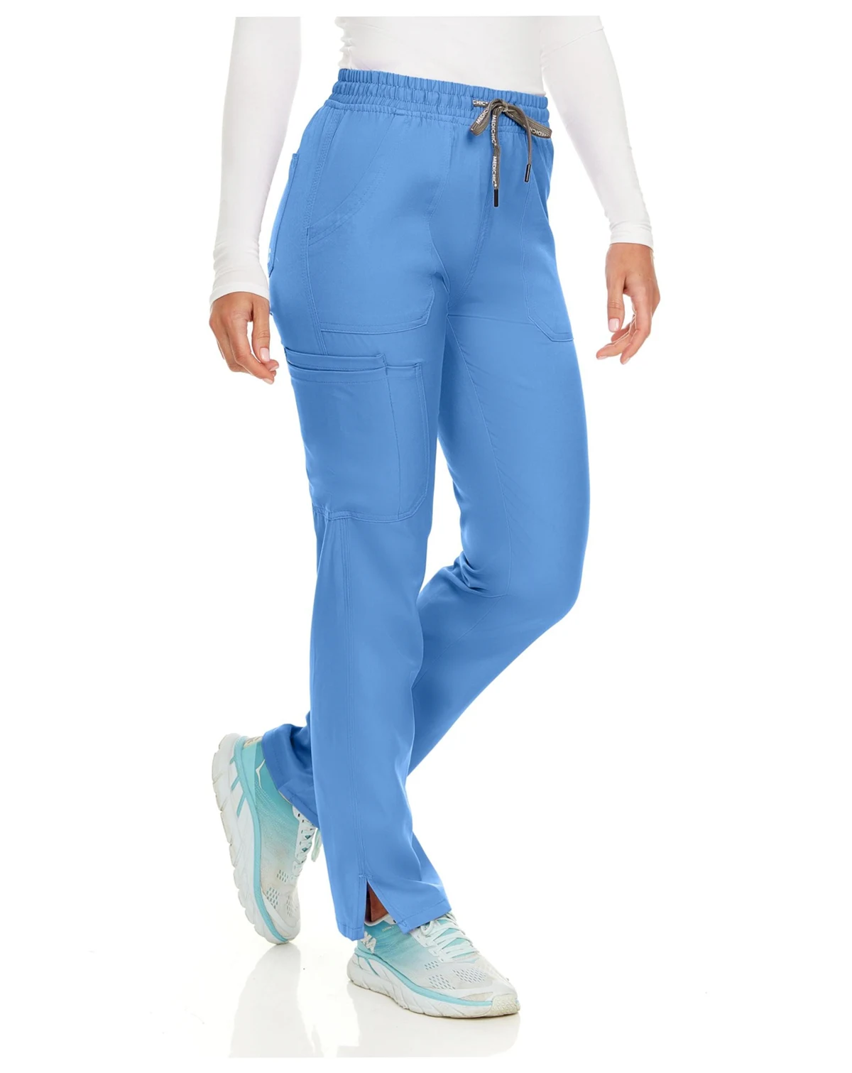 Petite Terri Stretch Straight Leg Six Pocket Cargo Scrub Pants, Ceil, X Large