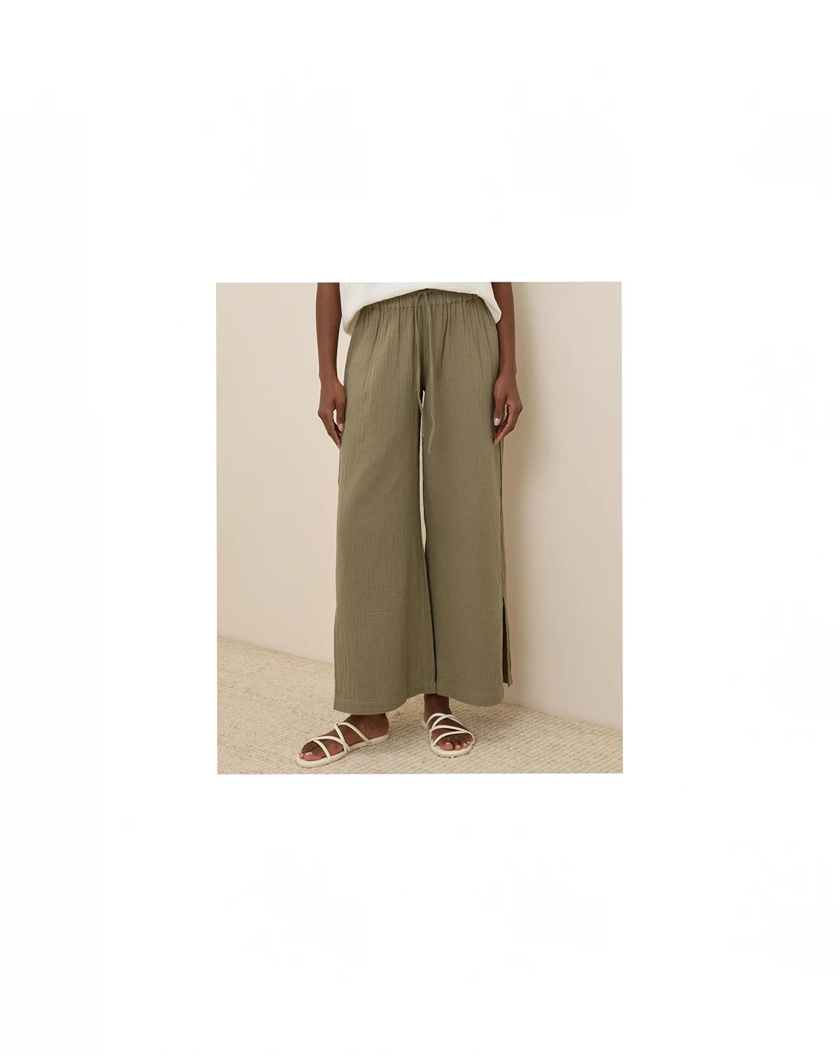 Women's Organic Cotton Coastal Double Gauze Split Hem Pant