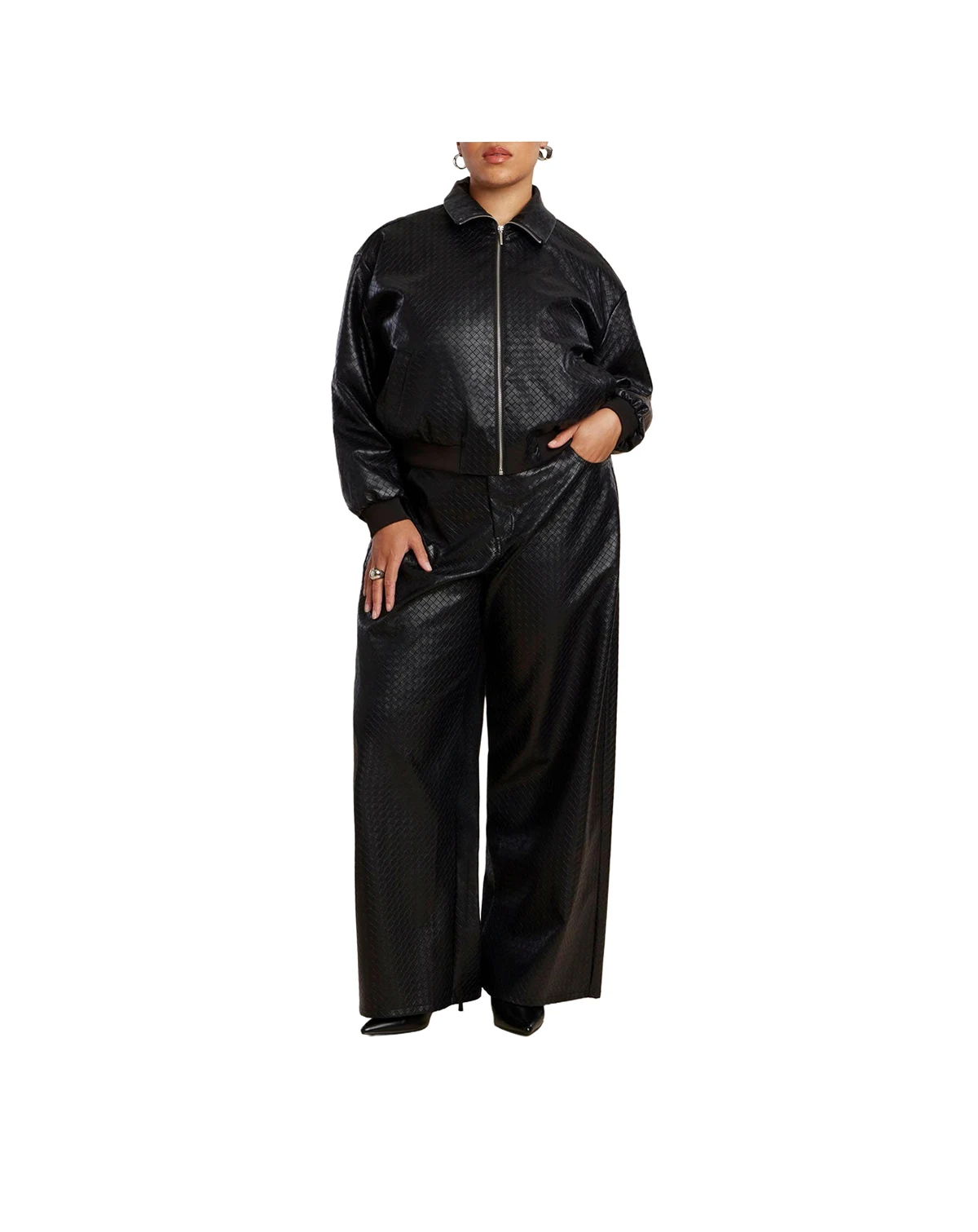 Women's Faux Leather Pintuck Straight Leg Pant