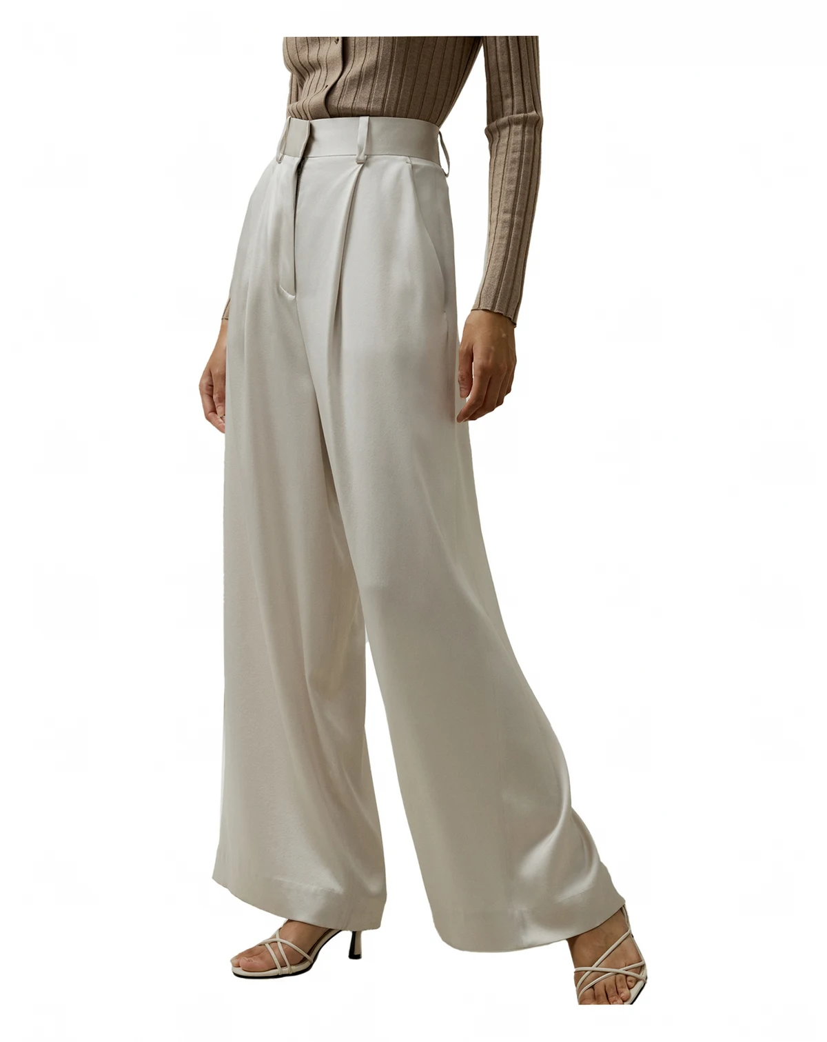 Women's High-Waisted Wide Leg Dense Silk Pants