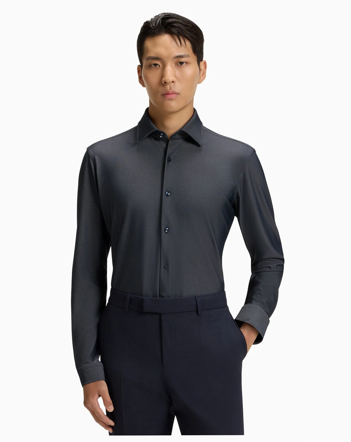 Men's Stretch Jersey Regular-Fit Dress Shirt