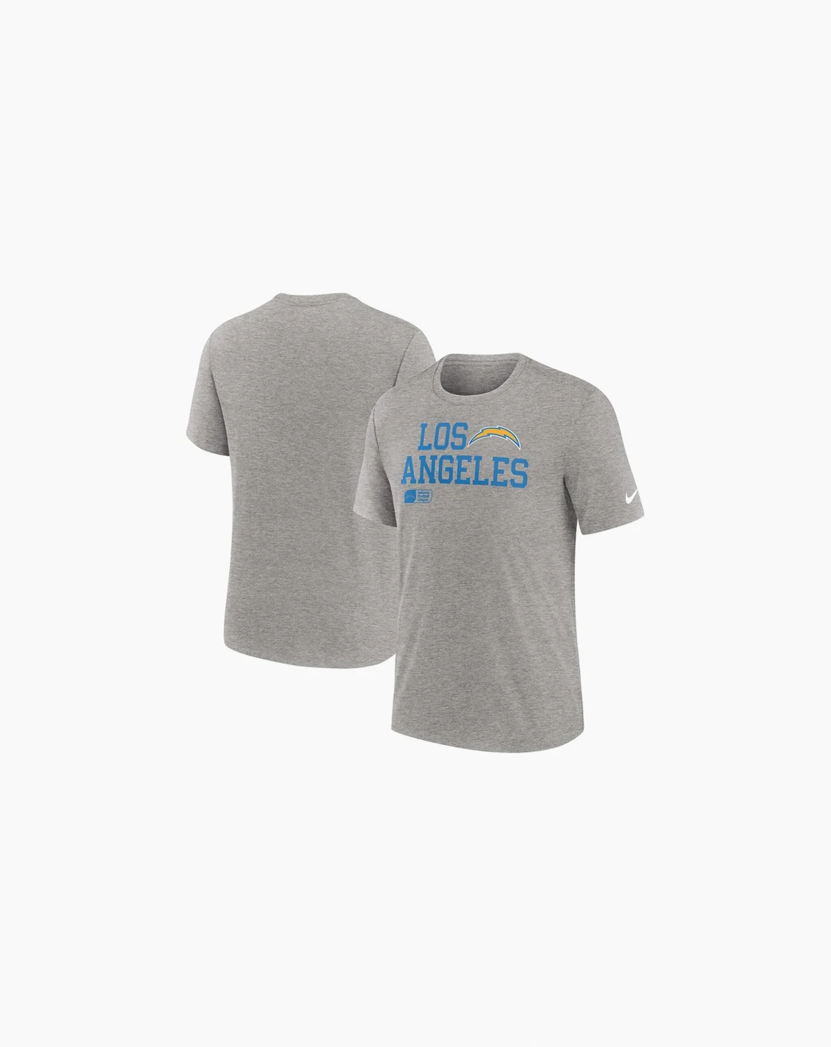 Men's Heather Gray Los Angeles Chargers Overlap Lockup Tri-Blend T-Shirt