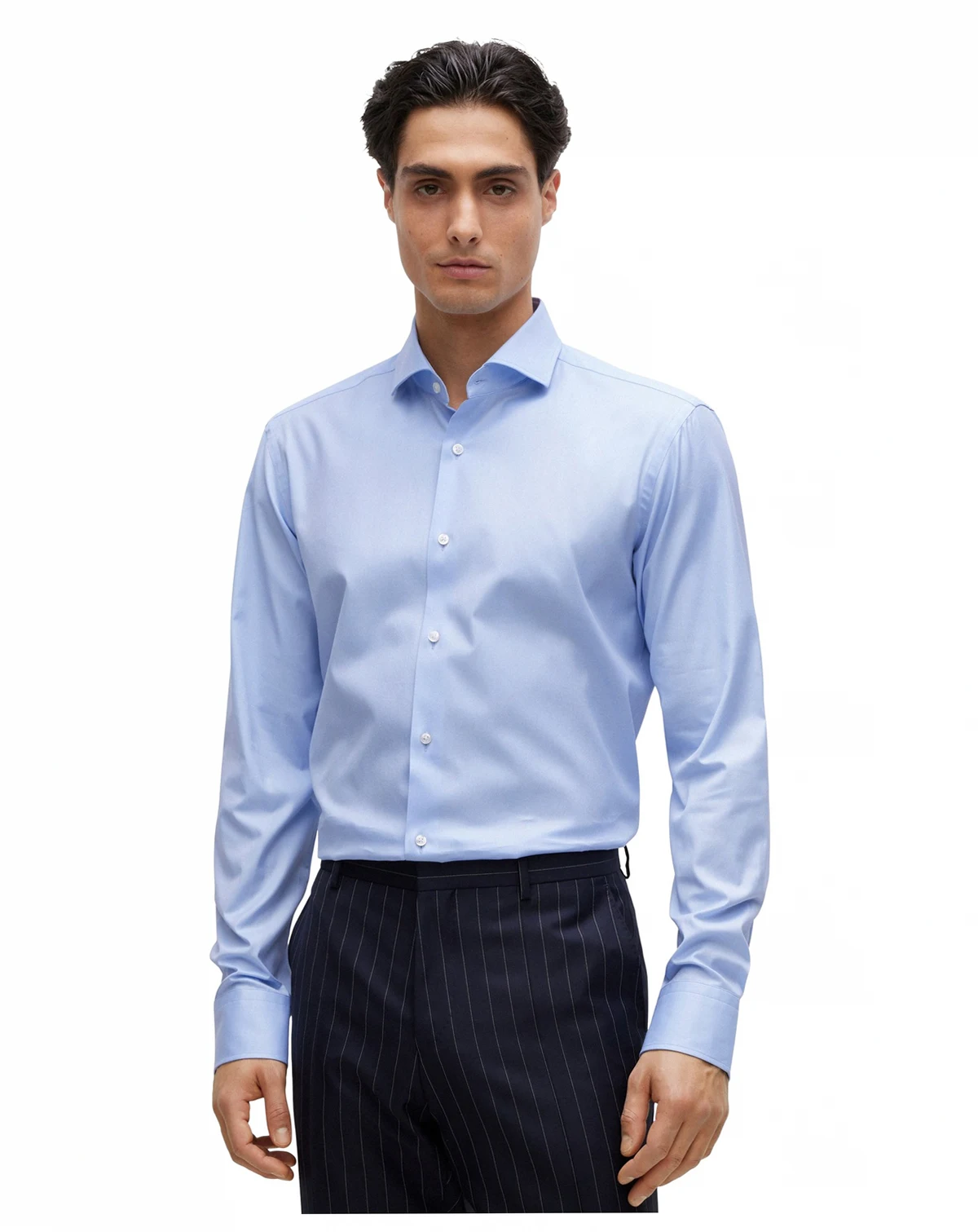 Men's Stretch-Cotton Twill Regular-Fit Dress Shirt