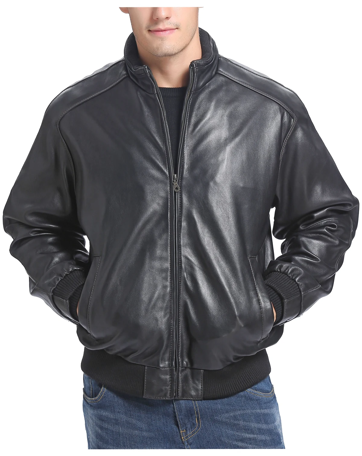 Men City Leather Bomber Jacket