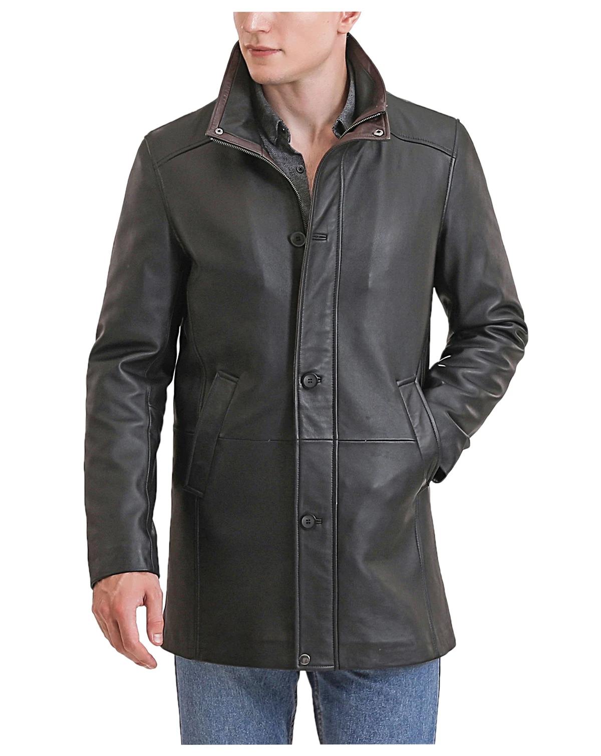 Men Byron Leather Car Coat