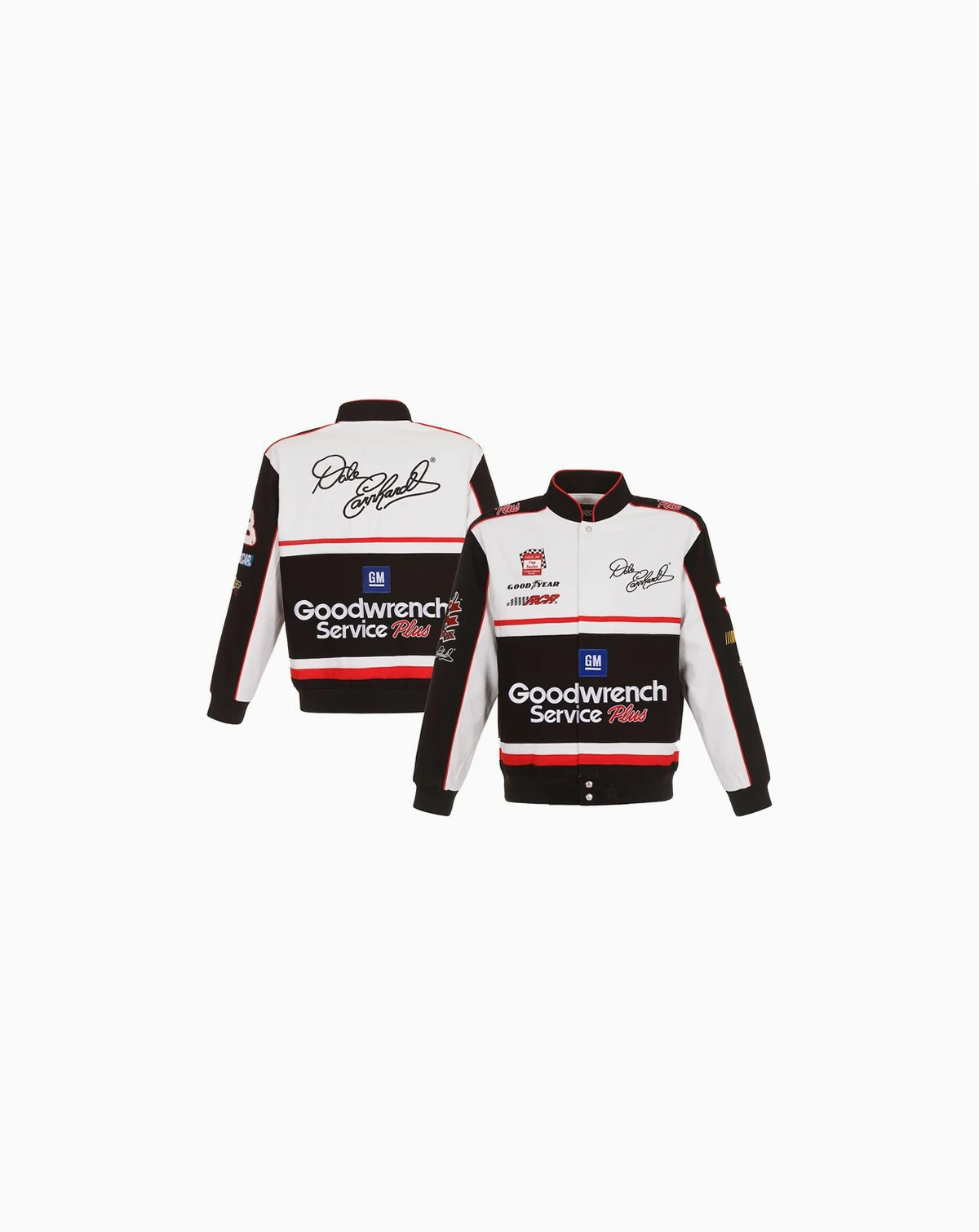 Men's White, Black Dale Earnhardt Goodwrench Twill Uniform Full-Snap Jacket