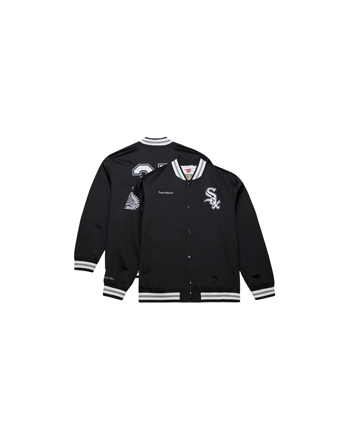 Men's Frank Thomas Black Chicago White Sox Legends Collection Vintage Satin Full-Snap Jacket