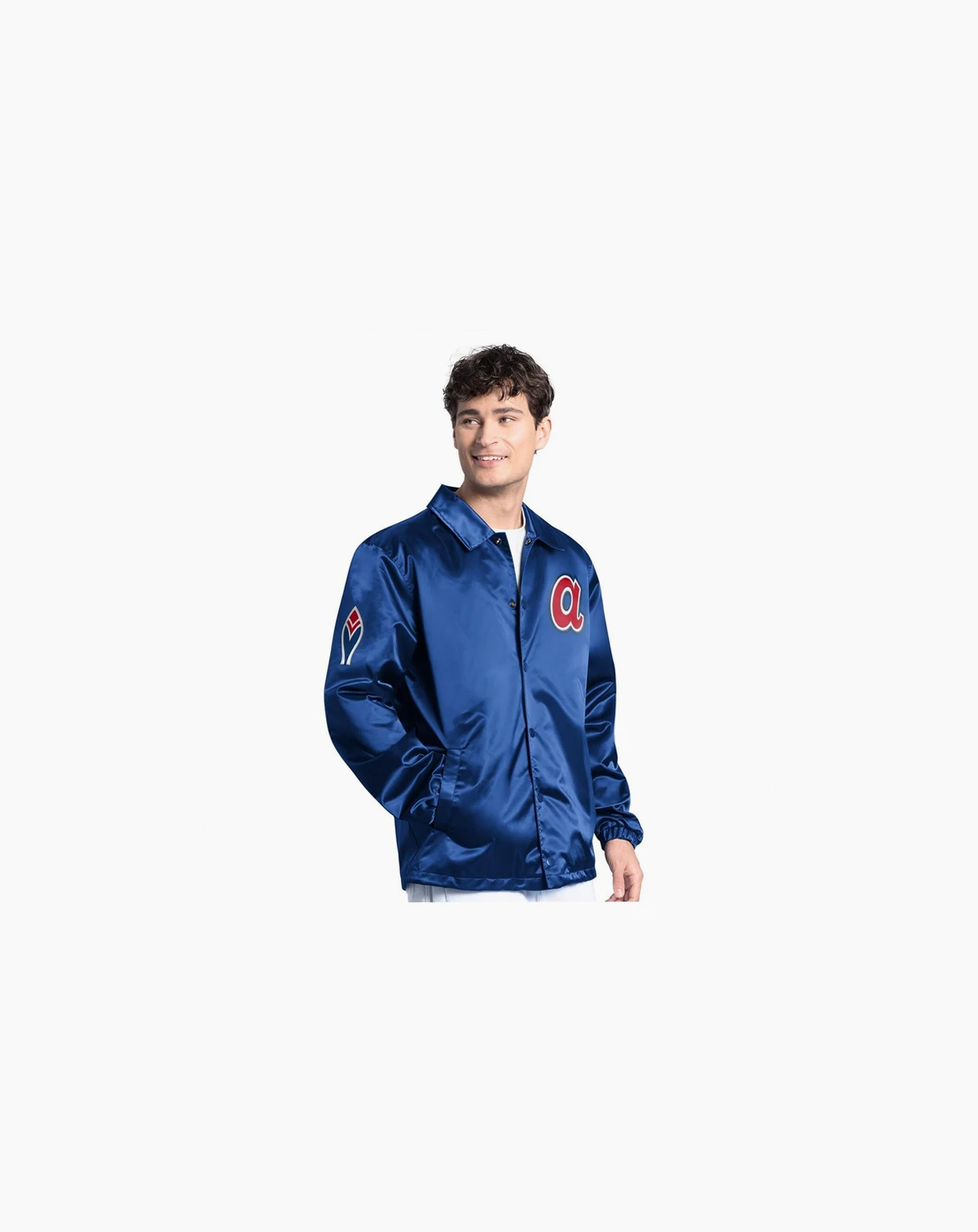 Men's Royal Atlanta Braves Cooperstown Collection Point Man Full-Snap Coaches Jacket